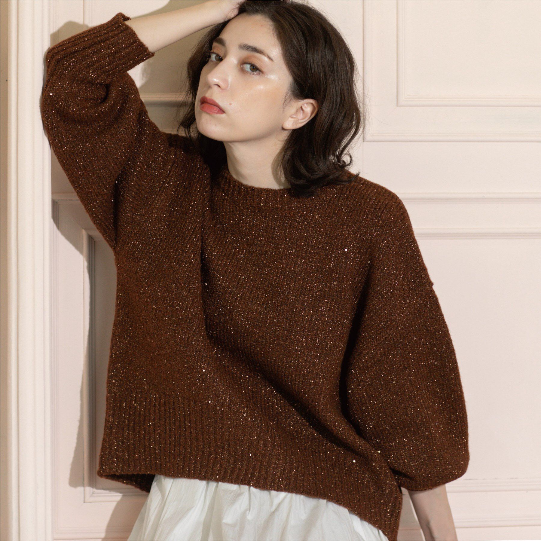 OPAQUE.CLIP「スパンコールラメニット【洗える】」|ニット・セーター|