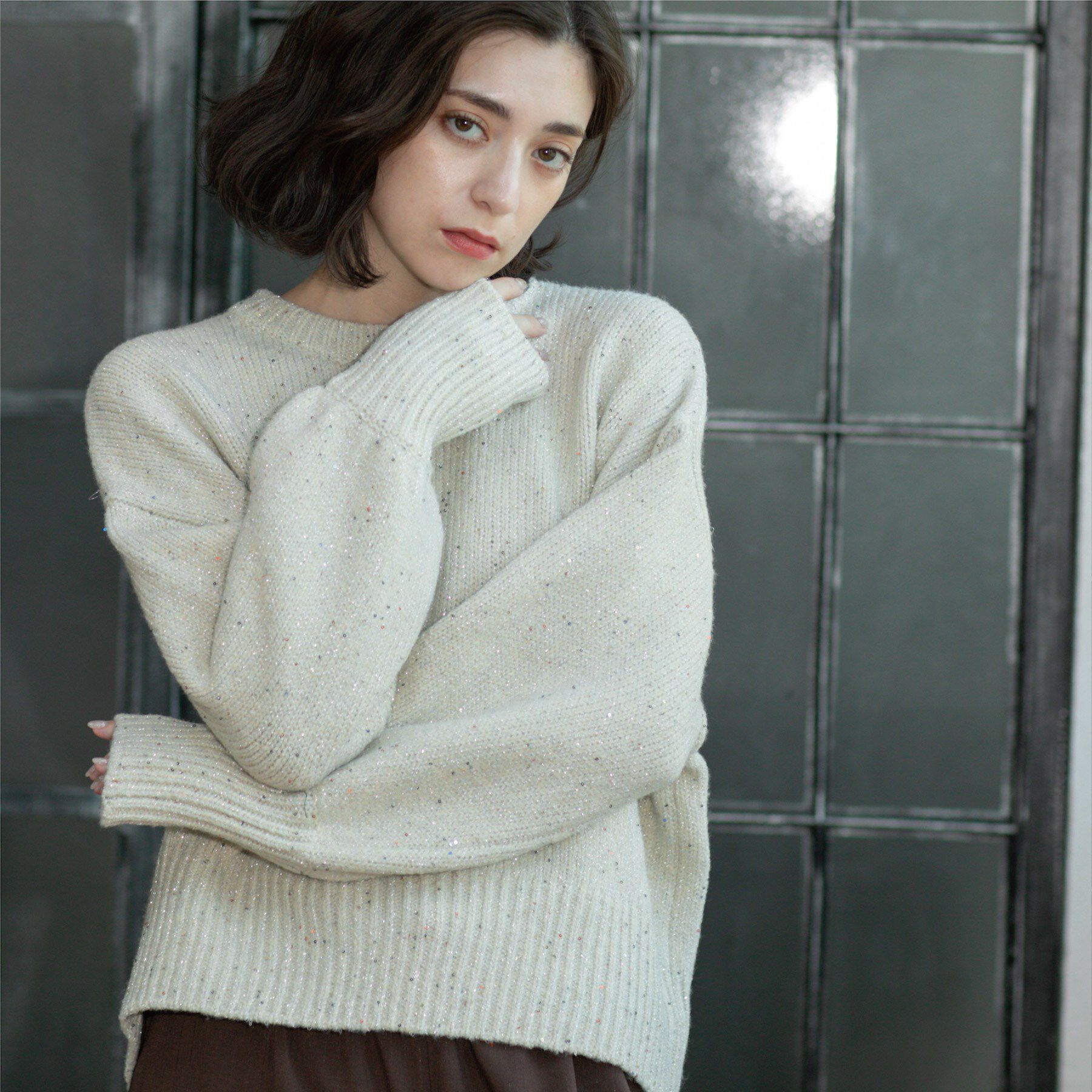 OPAQUE.CLIP「スパンコールラメニット【洗える】」|ニット・セーター|