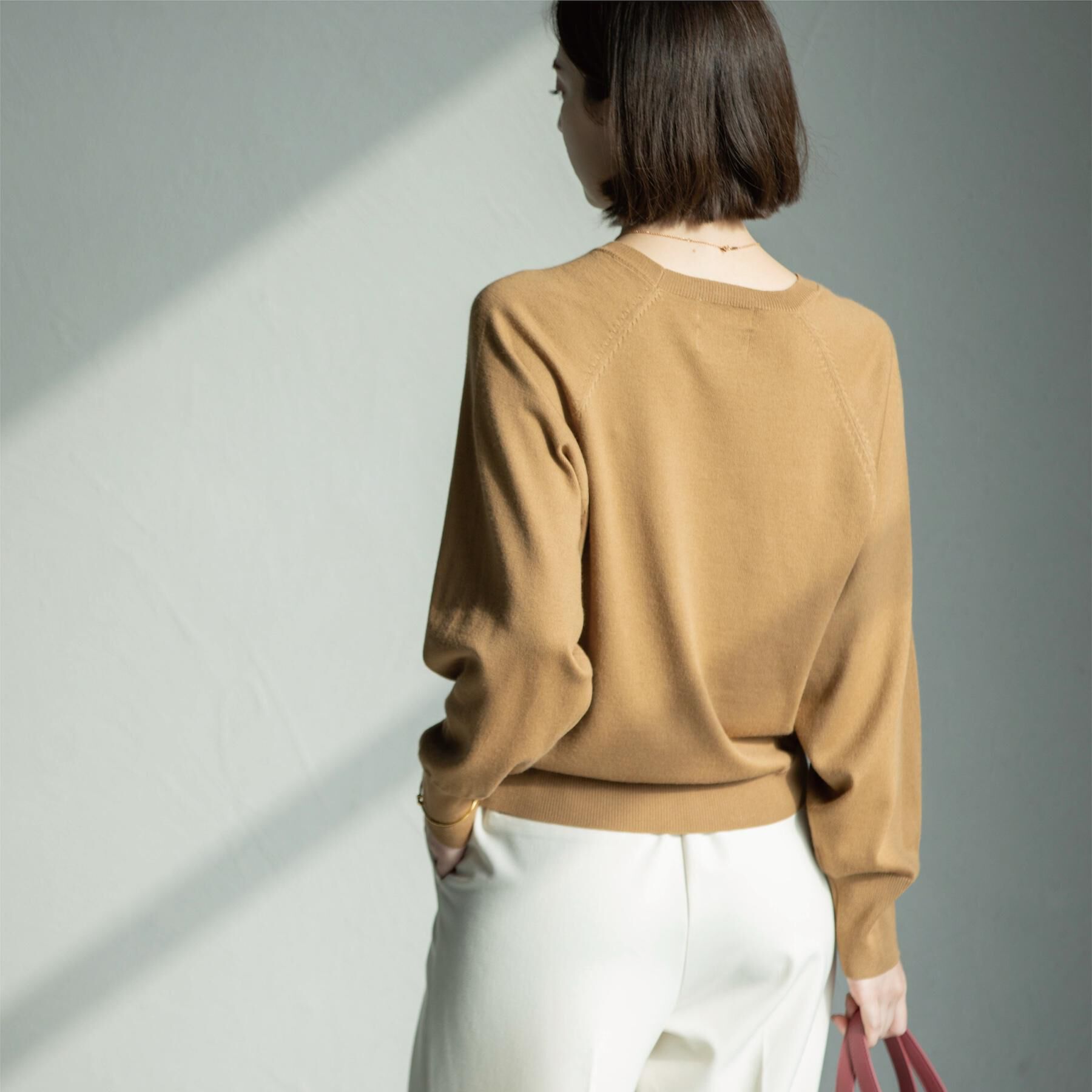 OPAQUE.CLIP「ラグランクルーネックニット/エクストラファインメリノウール【THEシリーズ/洗濯機OK】」|ニット・セーター|