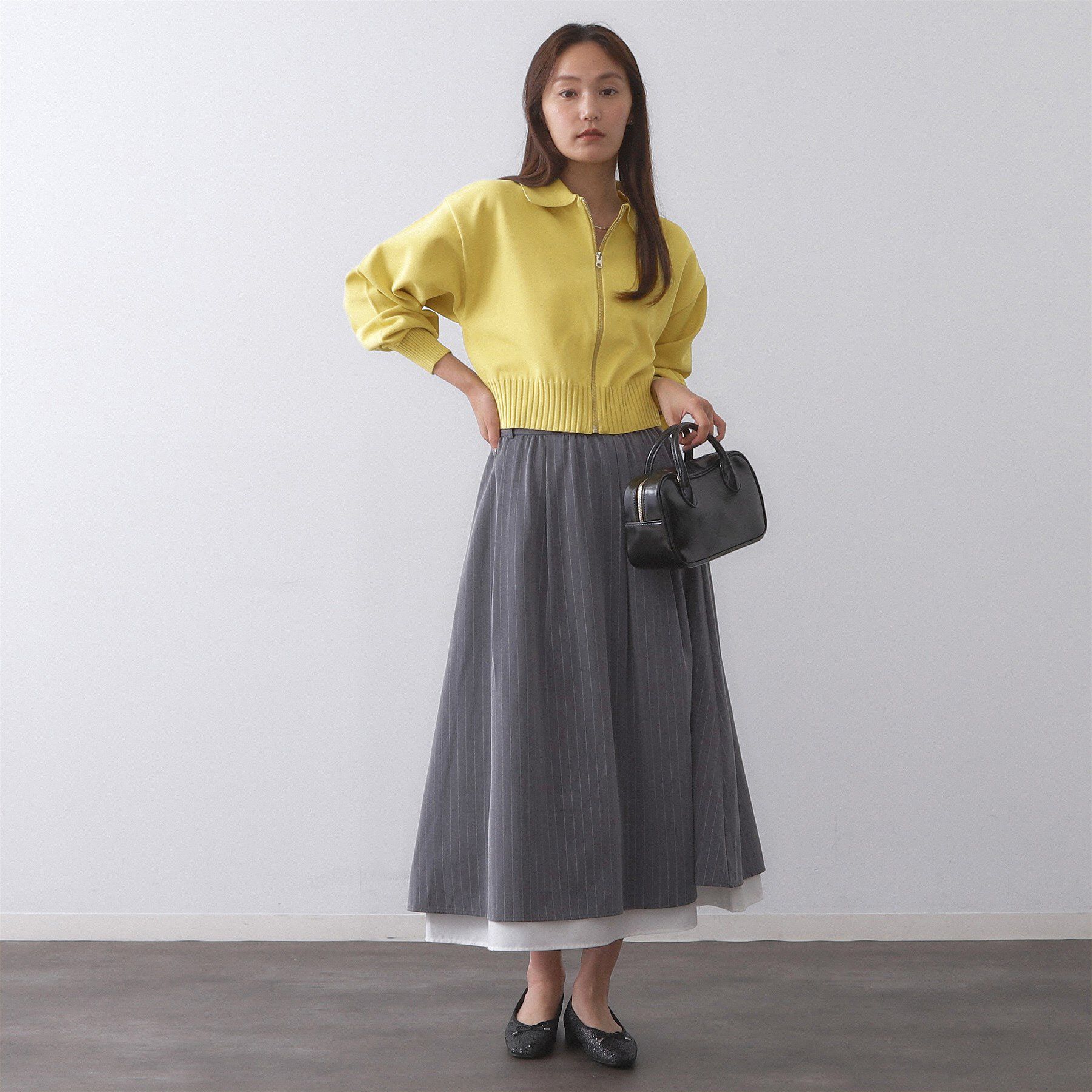 OPAQUE.CLIP「襟付きZIPアップニットカーディガン【洗濯機洗い可/抗ピル】」|カーディガン|