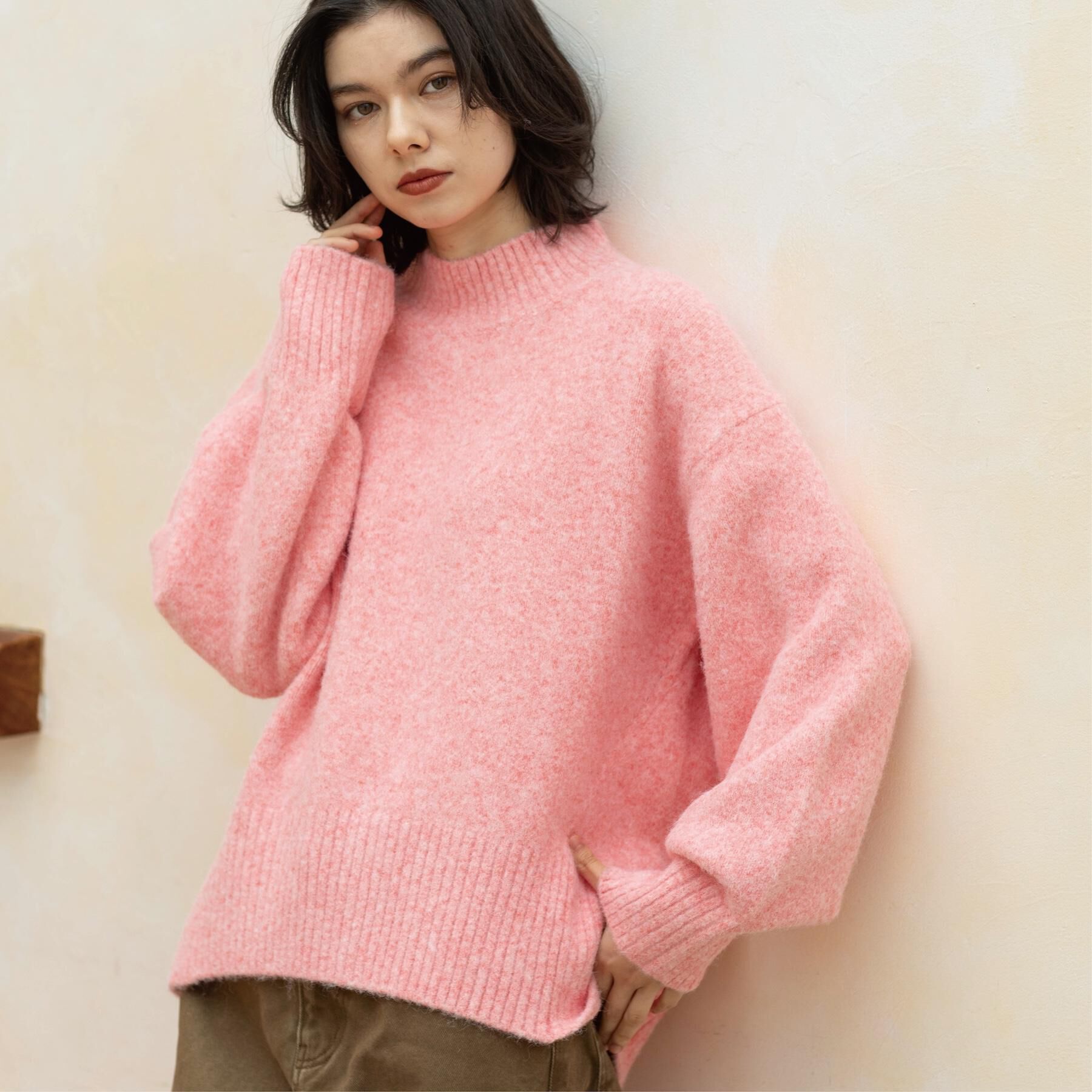 OPAQUE.CLIP「ふわふわハイネックニット【洗濯機OK】」|ニット・セーター|ピンク(072)