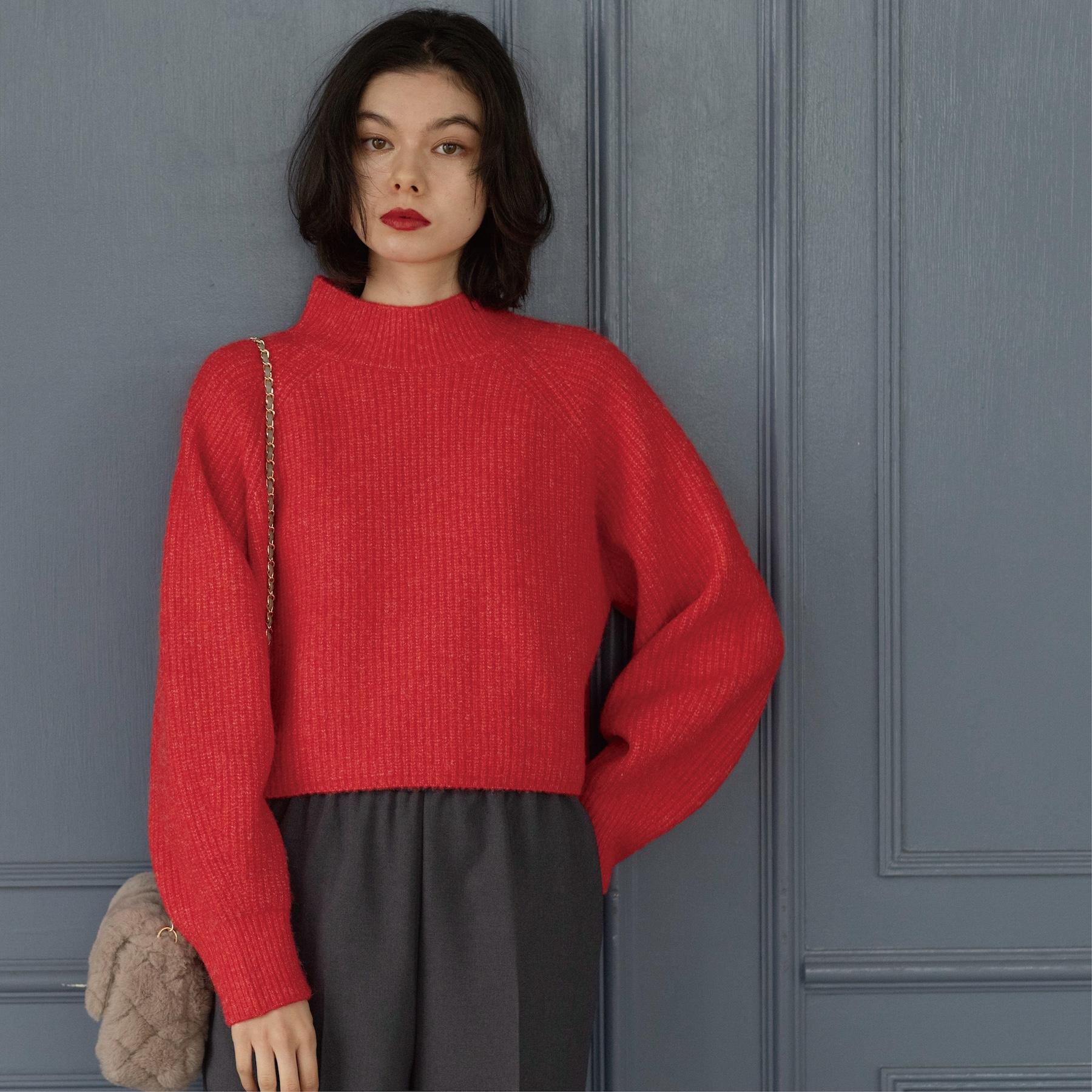 OPAQUE.CLIP「MIXミドルゲージショートあぜニット【洗濯機OK】」|ニット・セーター|