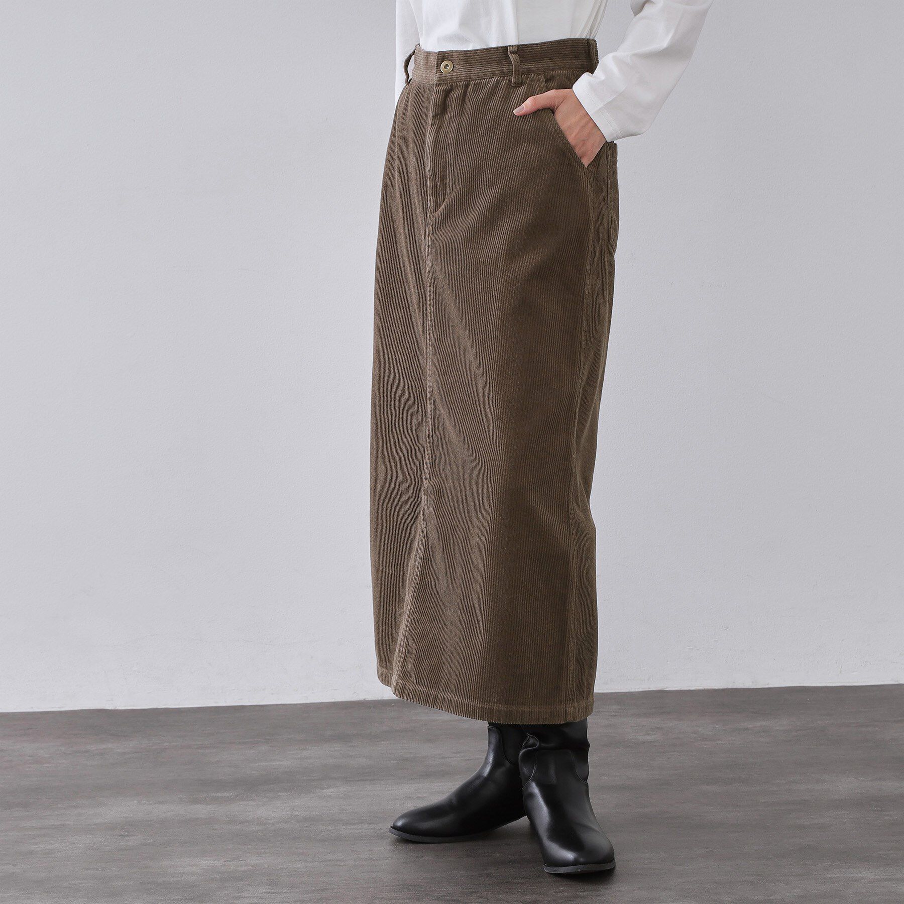 OPAQUE.CLIP「コーデュロイナロースカート【洗濯機OK】」|スカート|モカブラウン(042
