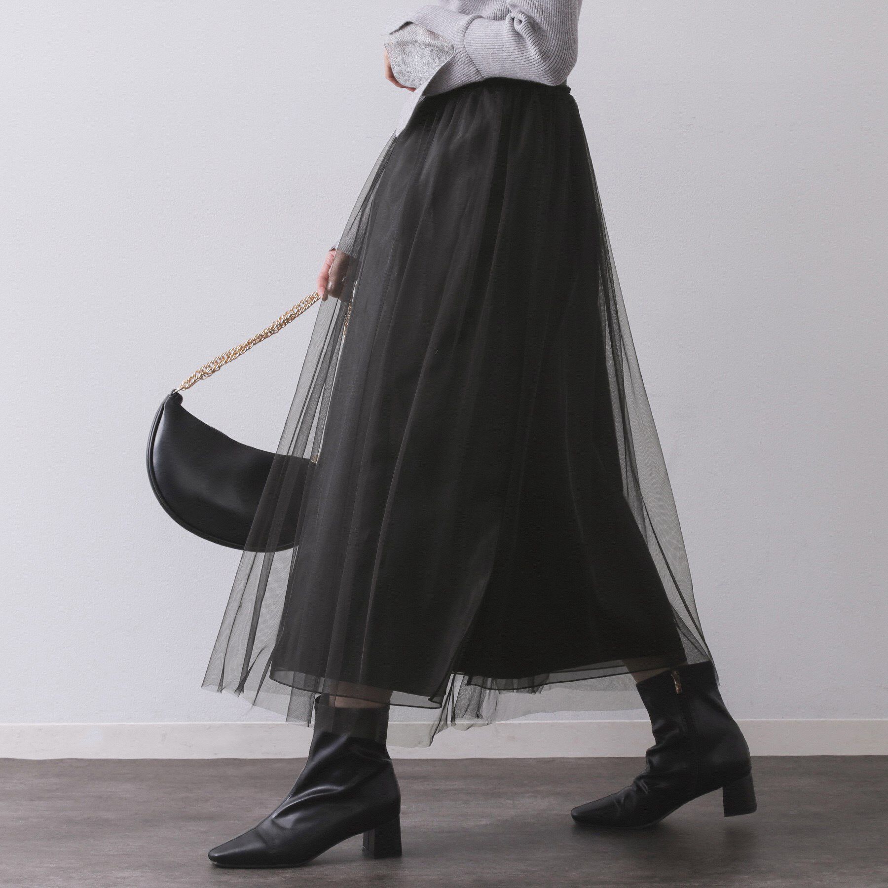 OPAQUE.CLIP「チュールイージーギャザースカート【洗濯機OK】」|スカート|