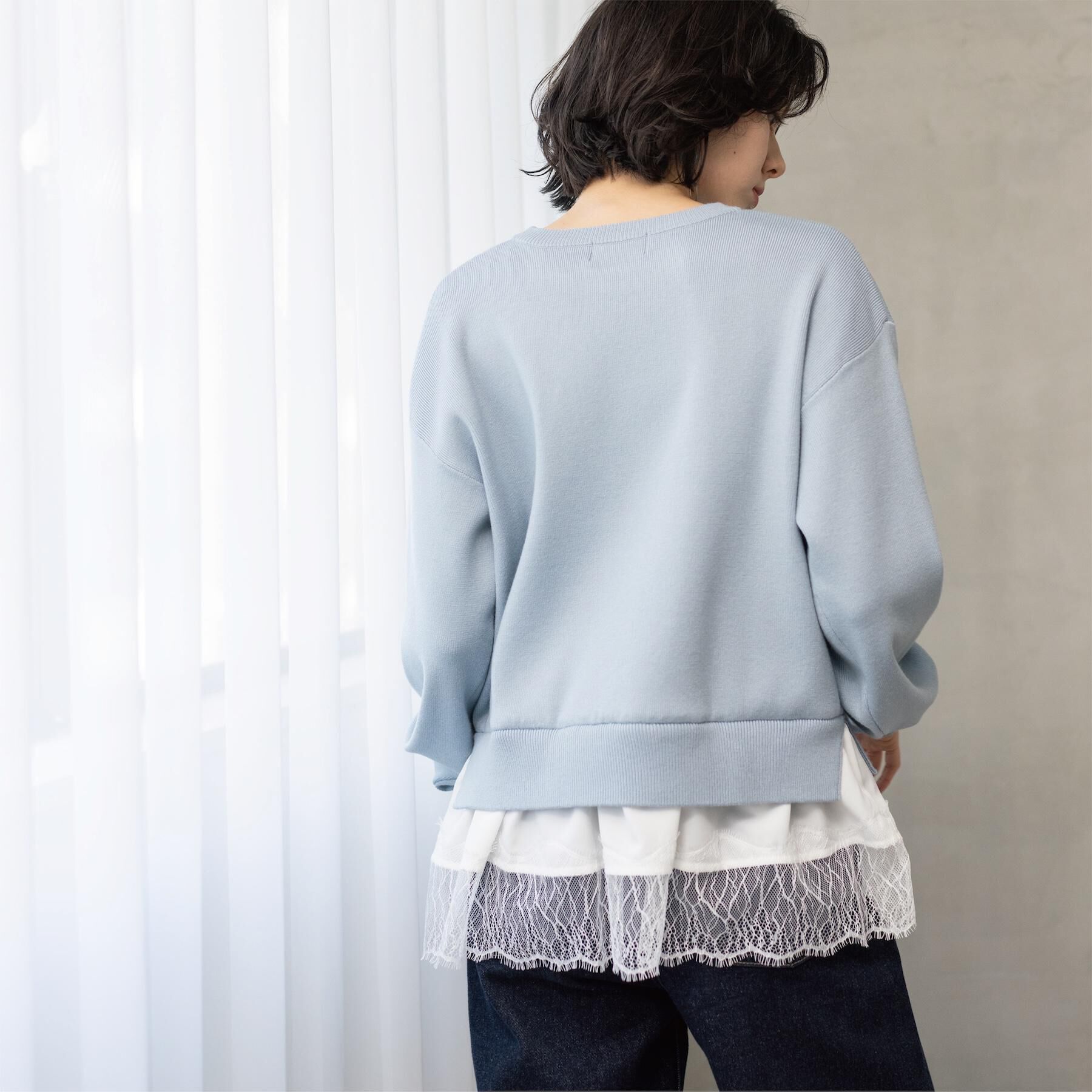 OPAQUE.CLIP「裾レースドッキングニット」|ニット・セーター|