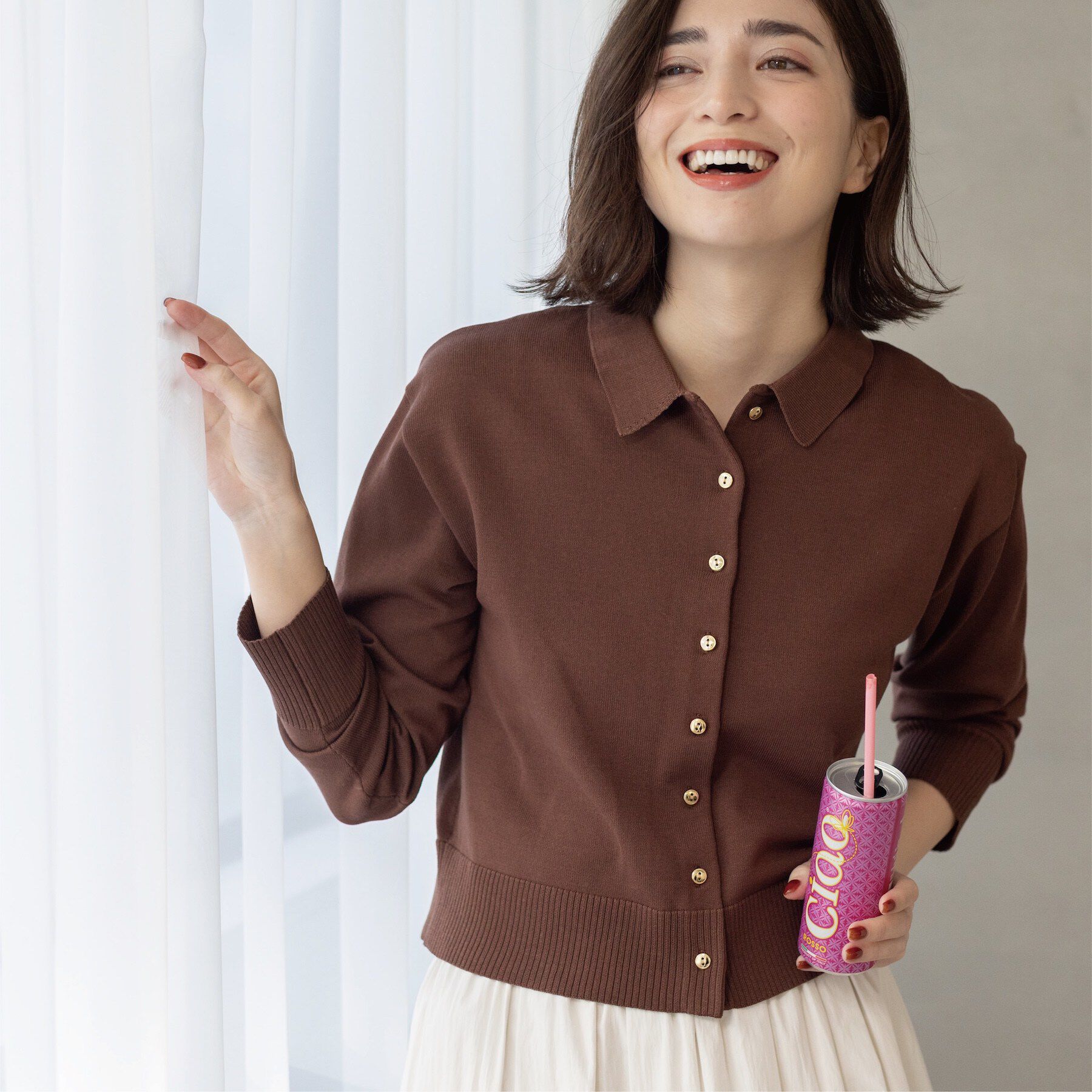 OPAQUE.CLIP「ポロネックカーディガン」|カーディガン|ブラウン(044)