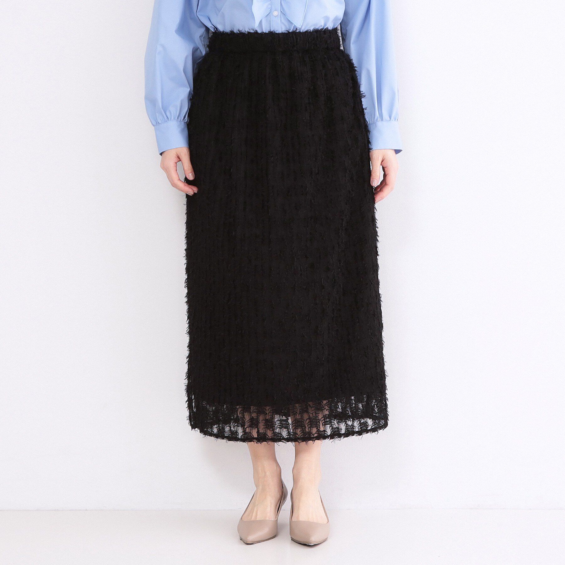 OPAQUE.CLIP「フリンジジャカードナロースカート【洗濯機OK】」|スカート|