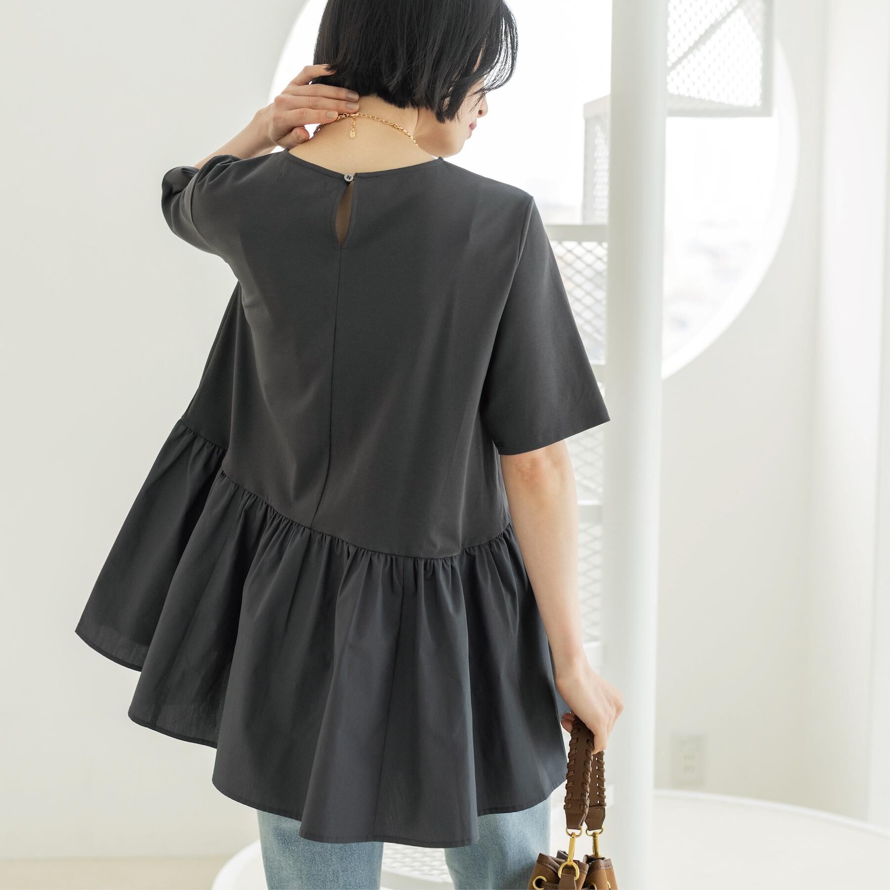 OPAQUE.CLIP「ペプラムドッキングカットソー【洗濯機OK】」|Tシャツ・カットソー|