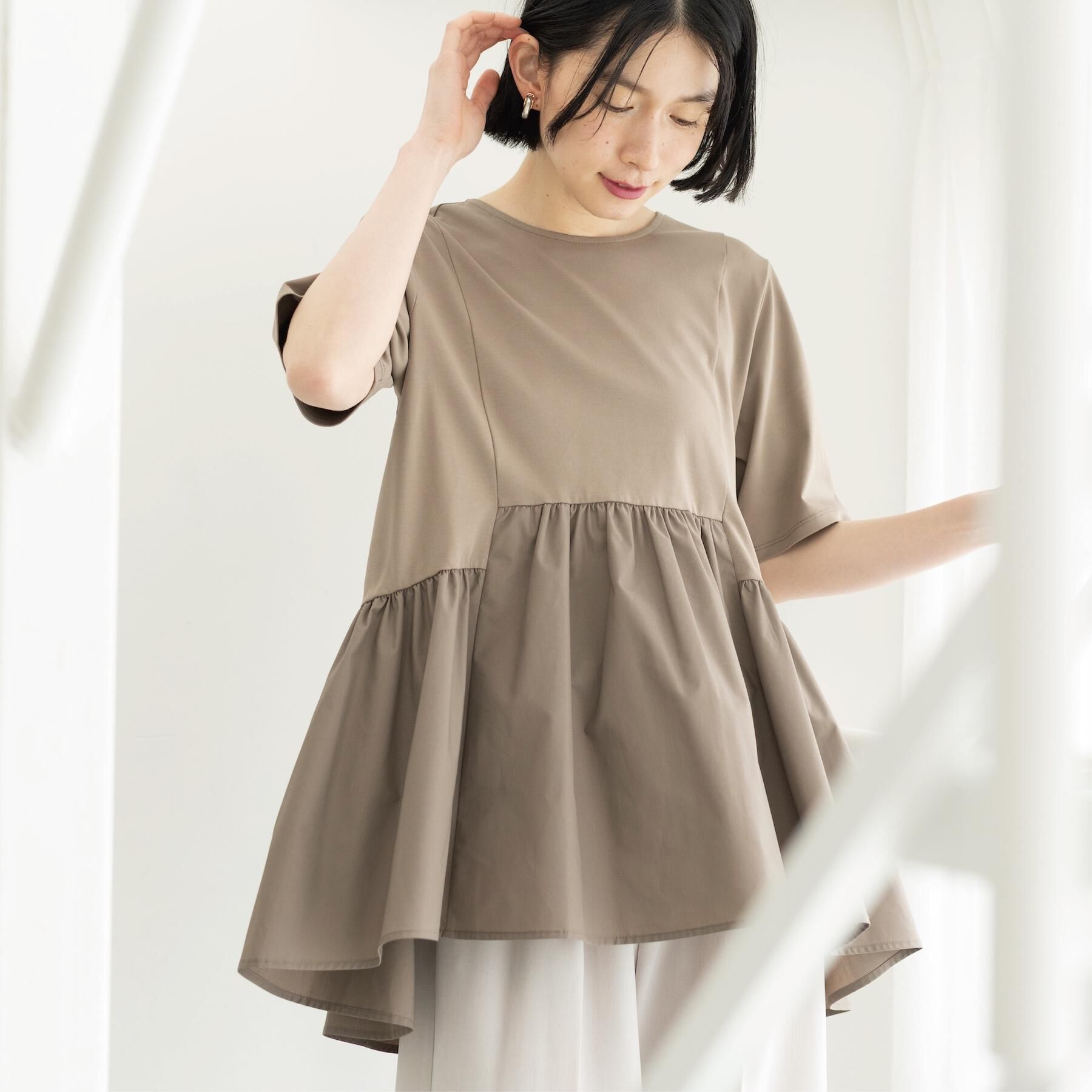 OPAQUE.CLIP「ペプラムドッキングカットソー【洗濯機OK】」|Tシャツ・カットソー|