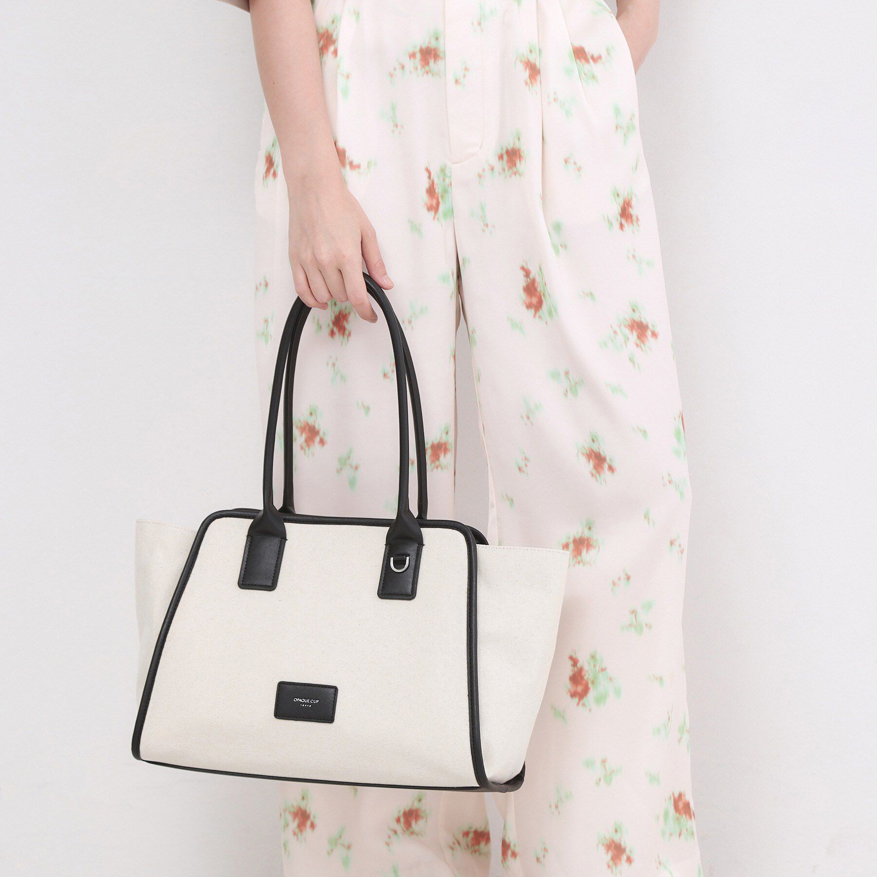 OPAQUE.CLIP「合皮パイピングワイドトート」|トートバッグ|