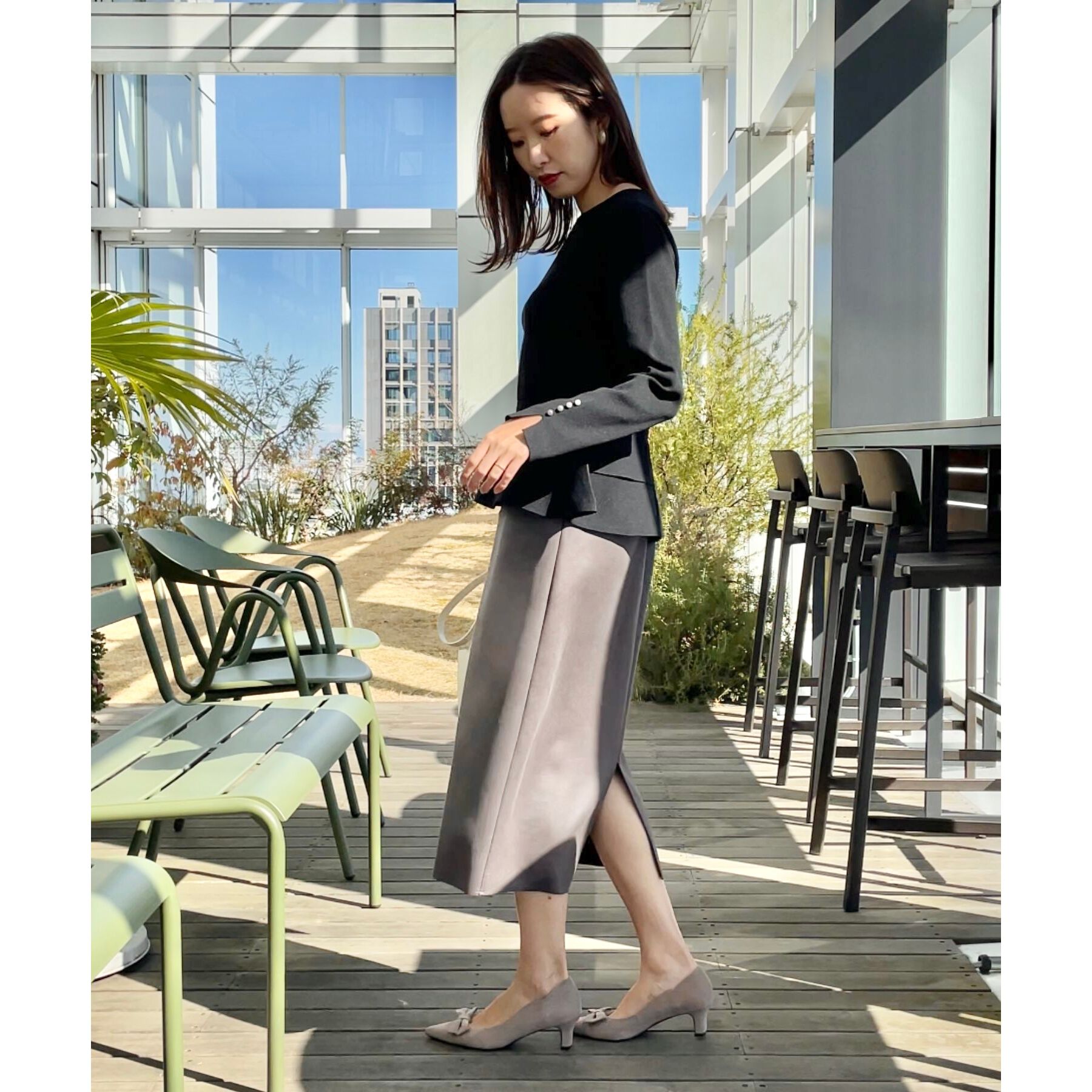 Couture broach「【大人可愛い・通勤】バックパール調ペプラムニット」|ニット・セーター|