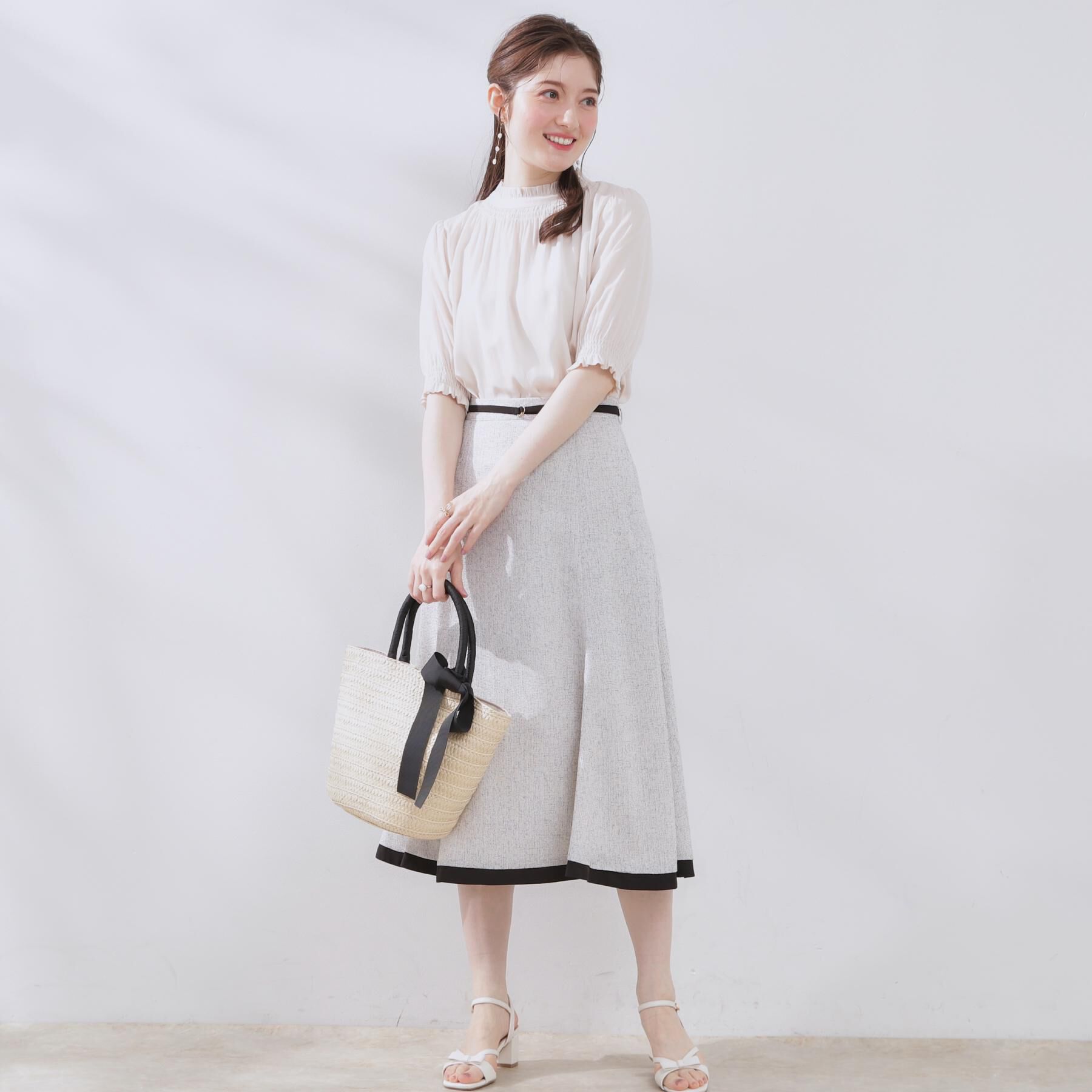 Couture broach「【SS～LLサイズ・二の腕カバー・通勤】RTピケシャーリングブラウス」|シャツ・ブラウス|