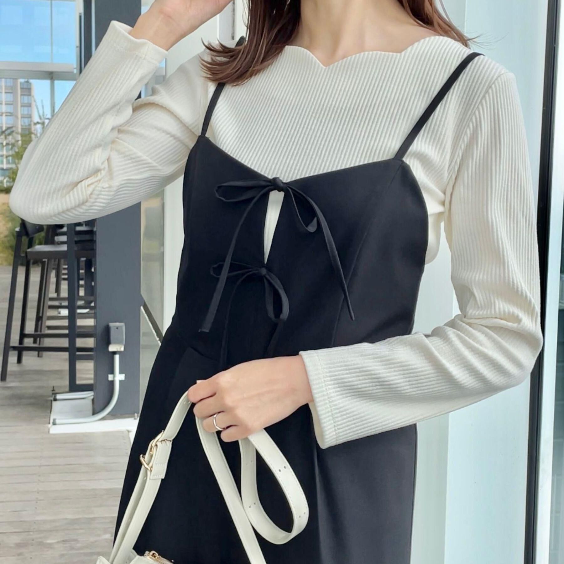 Couture broach「【大人可愛い・肩紐調節可能】リボンキャミサロペット」|オールインワン|