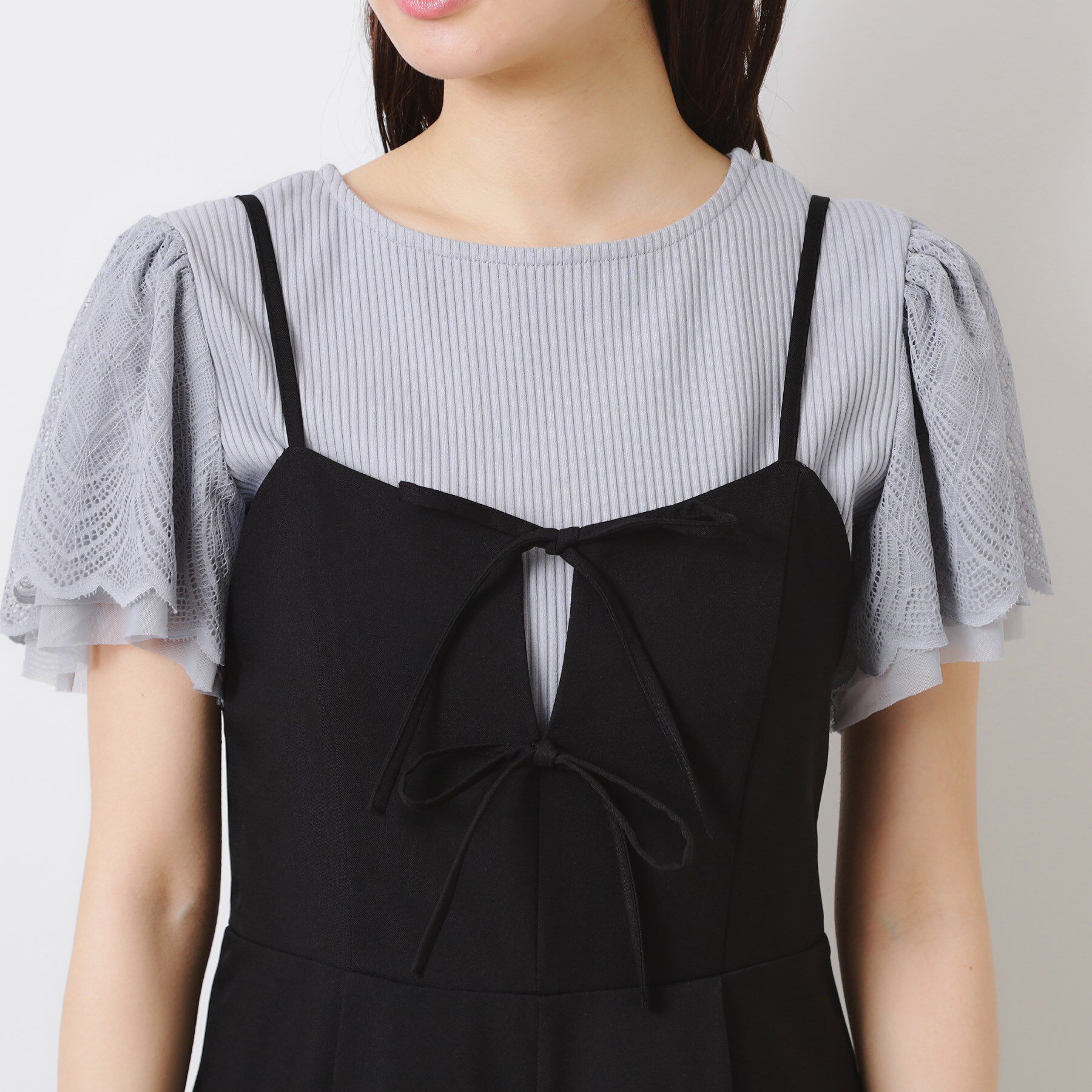 Couture broach「【大人可愛い・肩紐調節可能】リボンキャミサロペット」|オールインワン|