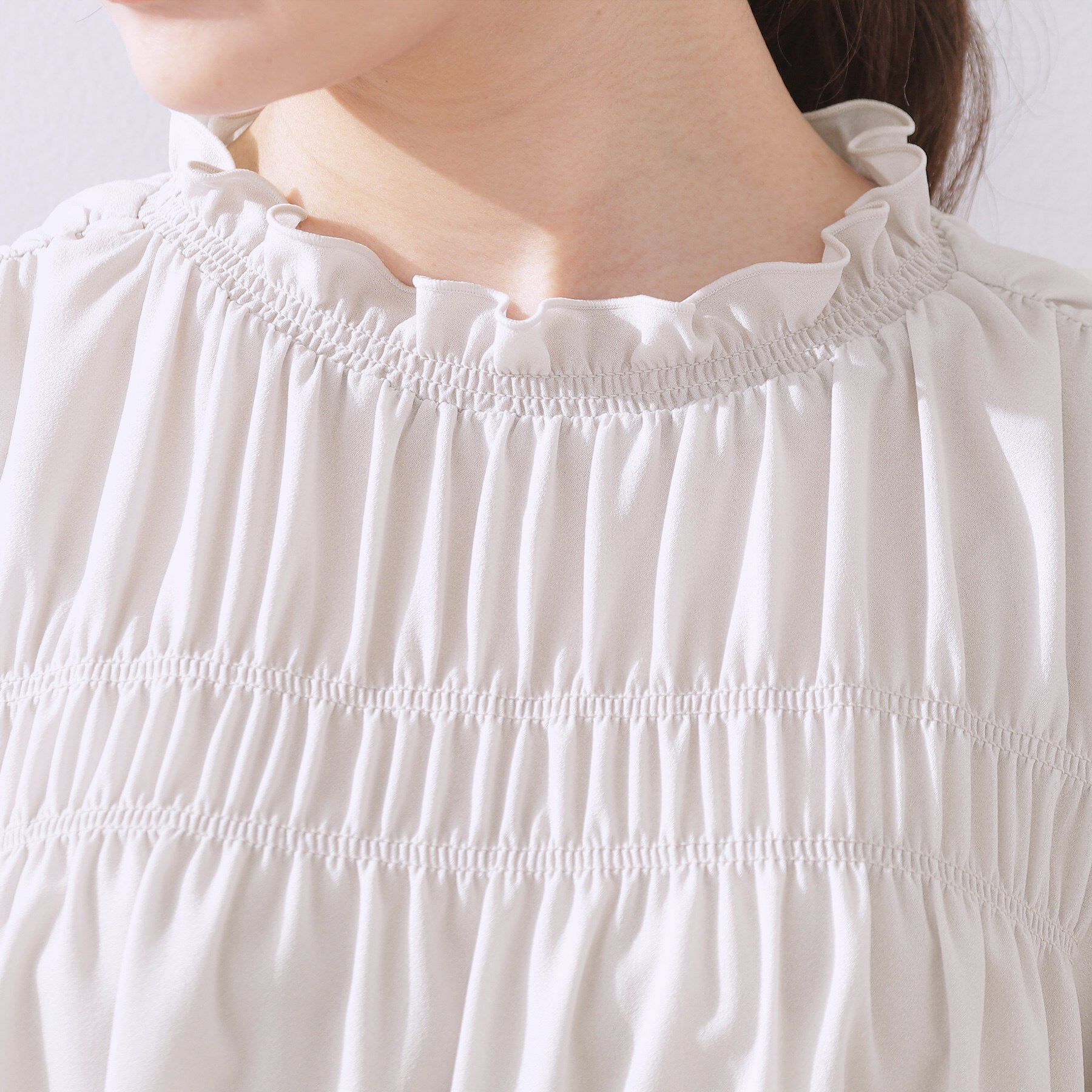 Couture broach「【二の腕カバー・通勤】シャーリングシアーブラウス」|シャツ・ブラウス|