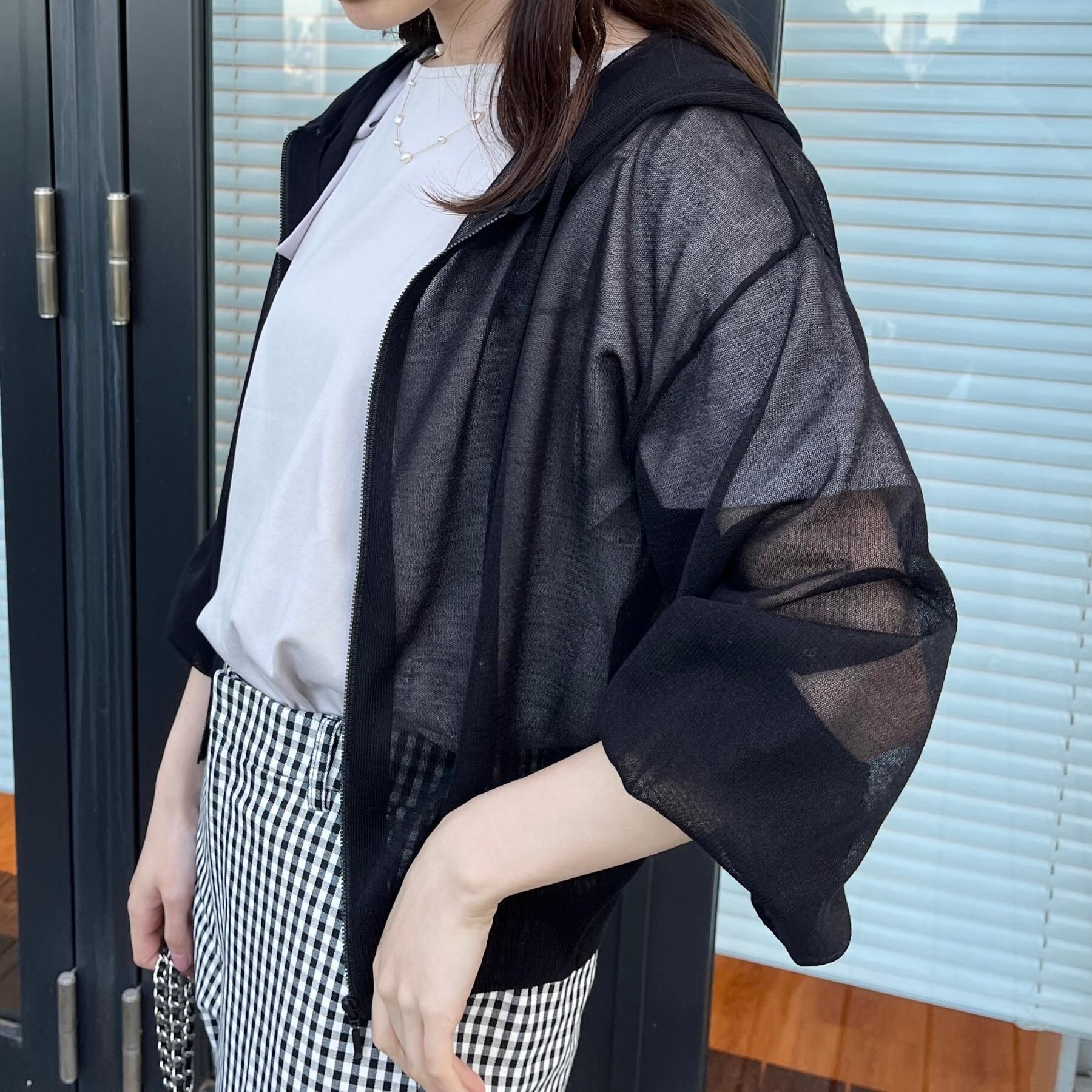 Couture broach「【上品な透け感・大人カジュアル】シアージップアップフーディー」|パーカー|