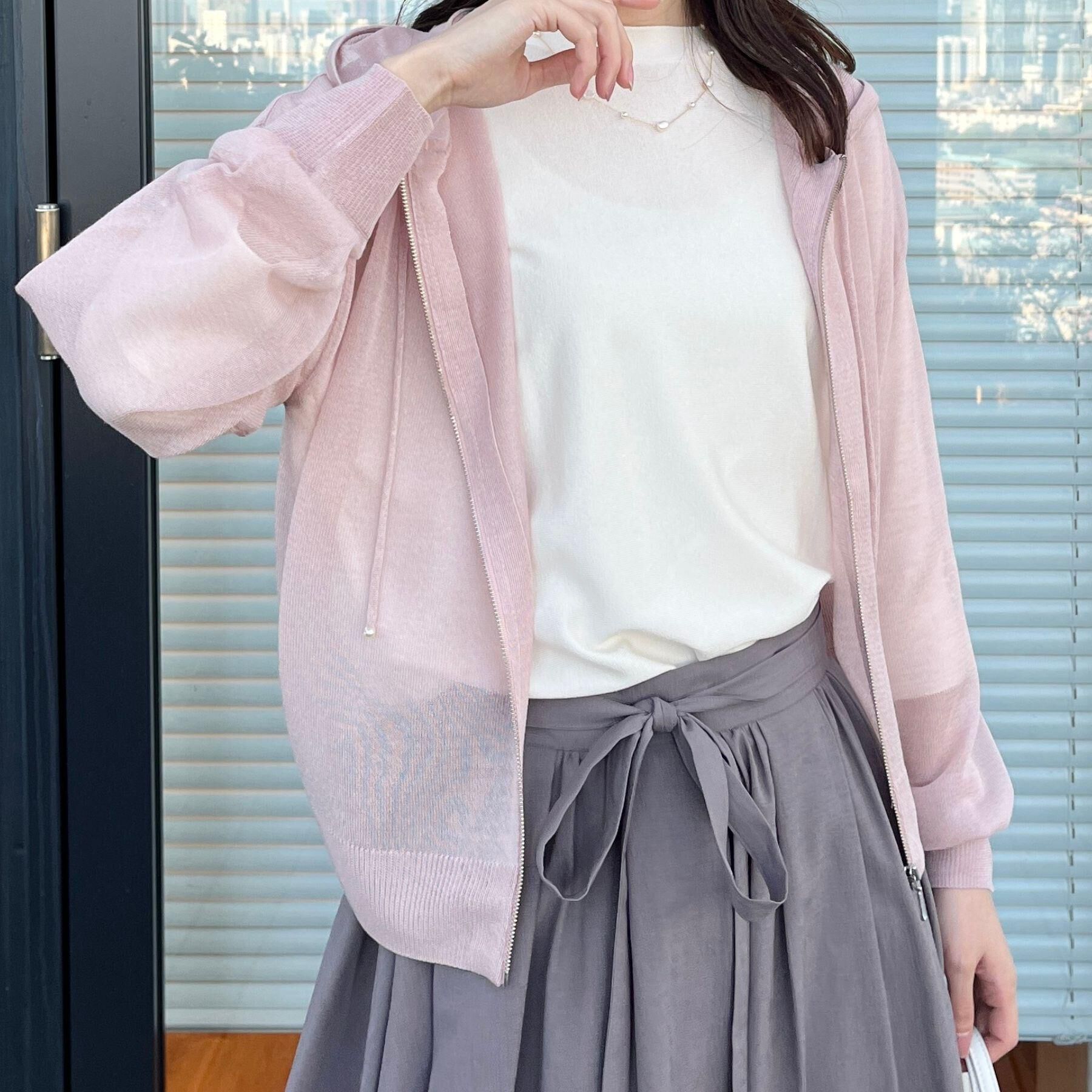 Couture broach「【上品な透け感・大人カジュアル】シアージップアップフーディー」|パーカー|