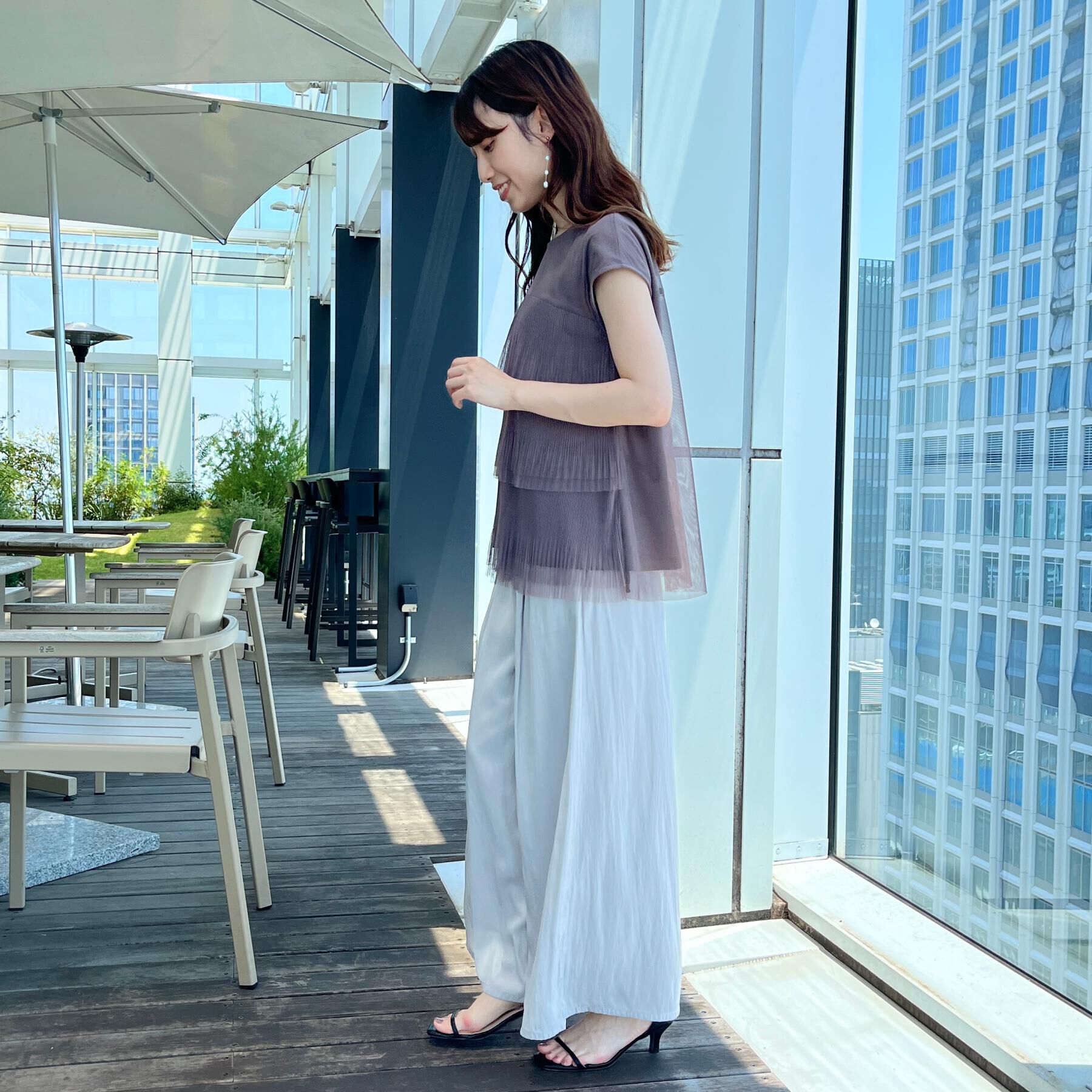 Couture broach「【マシンウォッシャブル・大人可愛い】チュールプリーツチュニック」|Tシャツ・カットソー|