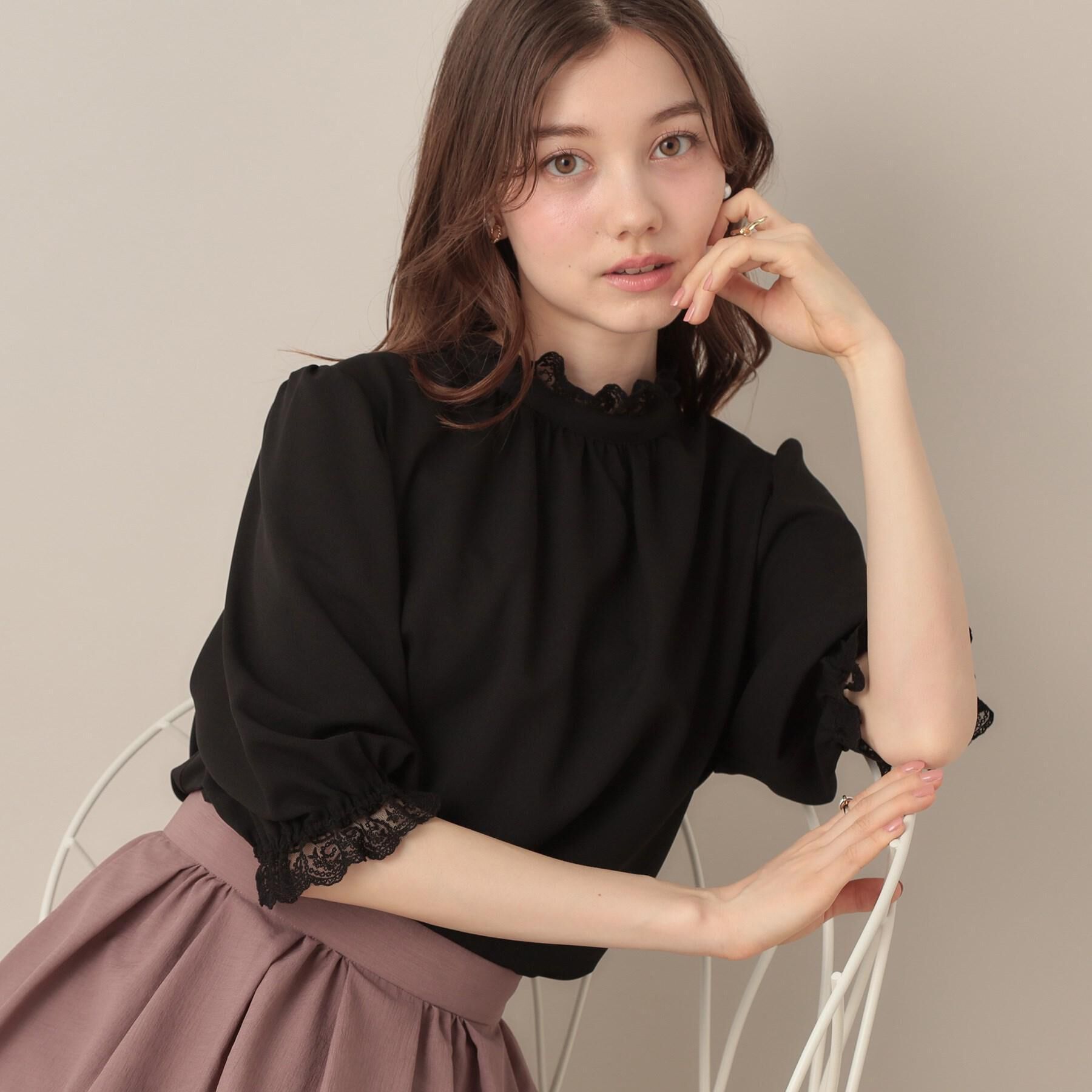 Couture broach「【華やか・大人可愛い・5分袖】エンブロレース前後2WAYブラウス」|シャツ・ブラウス|