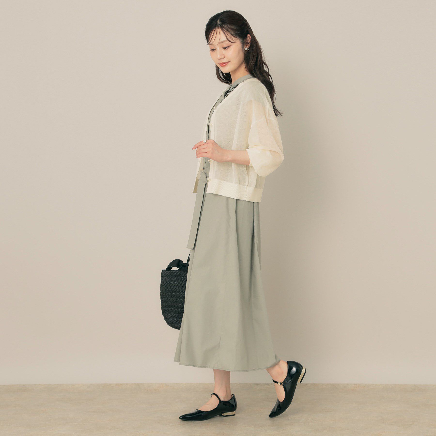 Couture broach「【秋カラー・オシャレな透け感】ダブルパール調シアーカーディガン」|カーディガン|