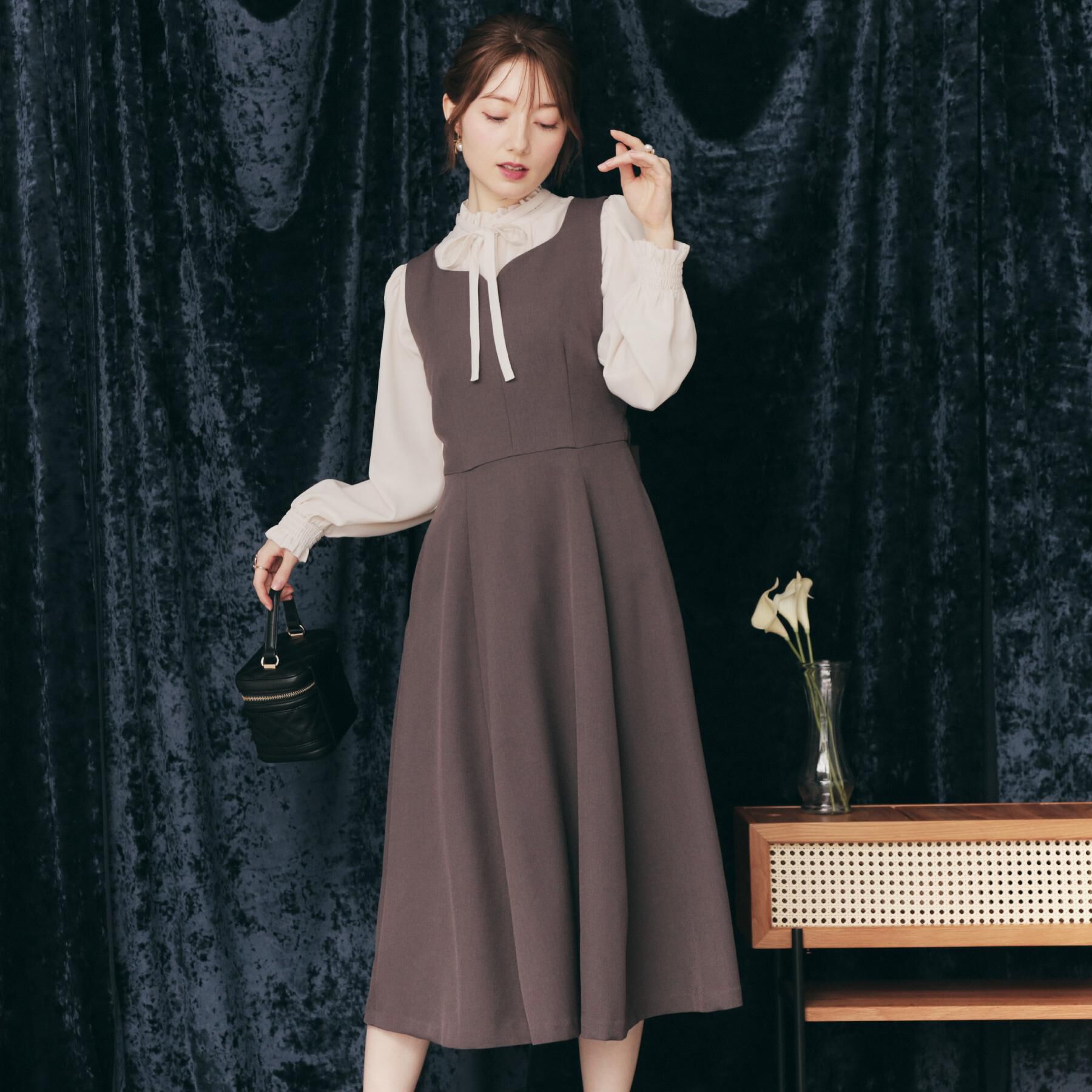 Couture broach「【帯電防止・通勤】ハートネック フレアージャンスカ」|ワンピース|