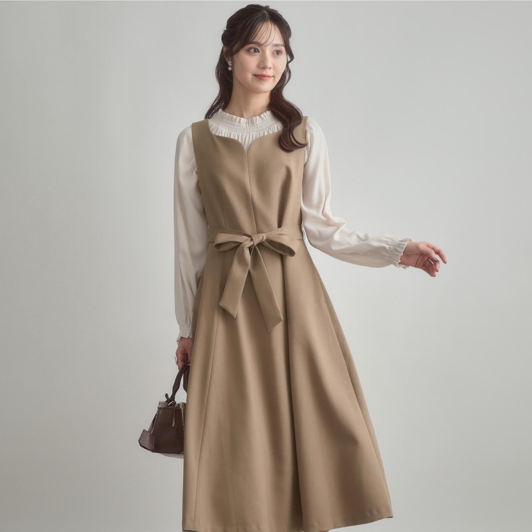 Couture broach「【帯電防止・通勤】ハートネック フレアージャンスカ」|ワンピース|