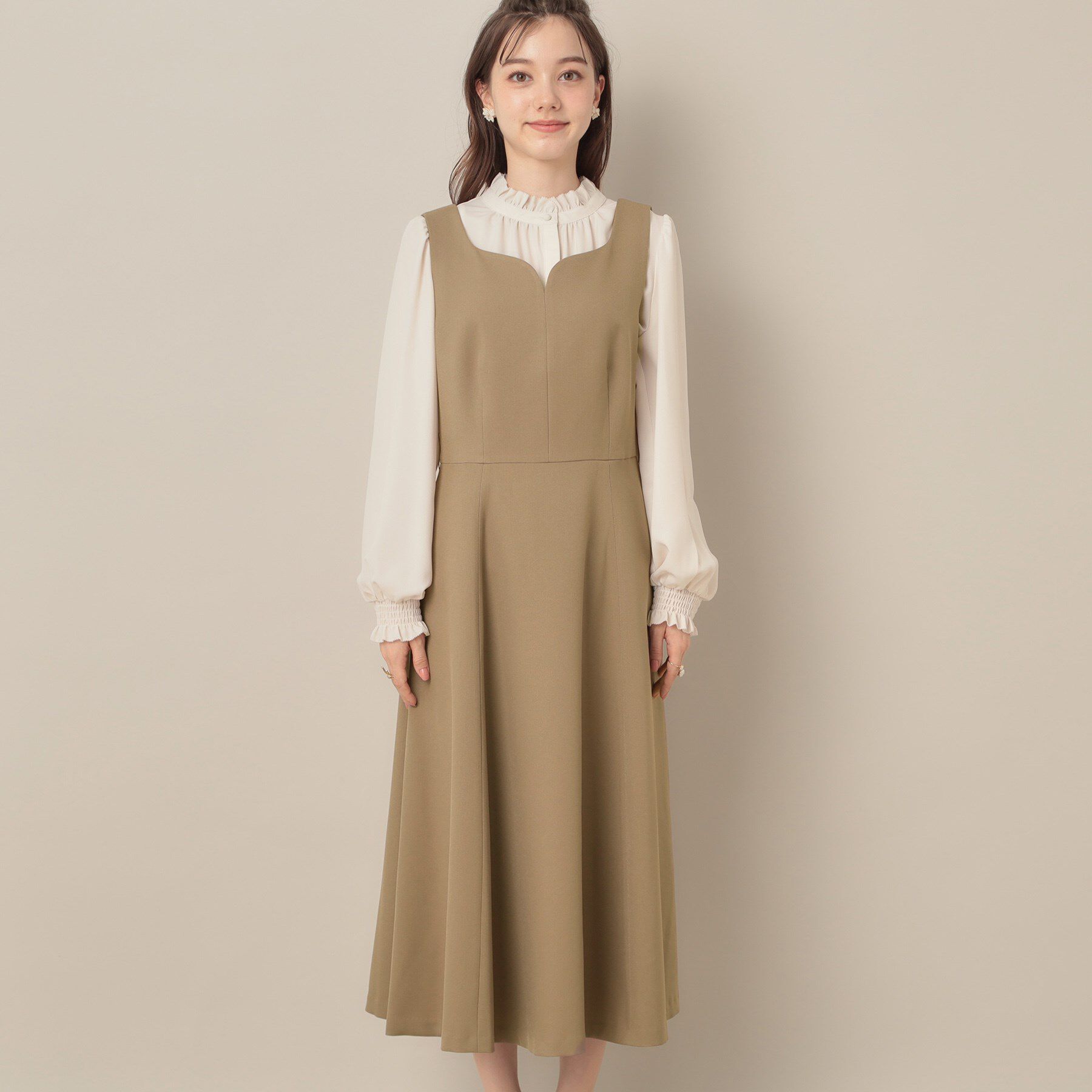 Couture broach「【帯電防止・通勤】ハートネック フレアージャンスカ」|ワンピース|