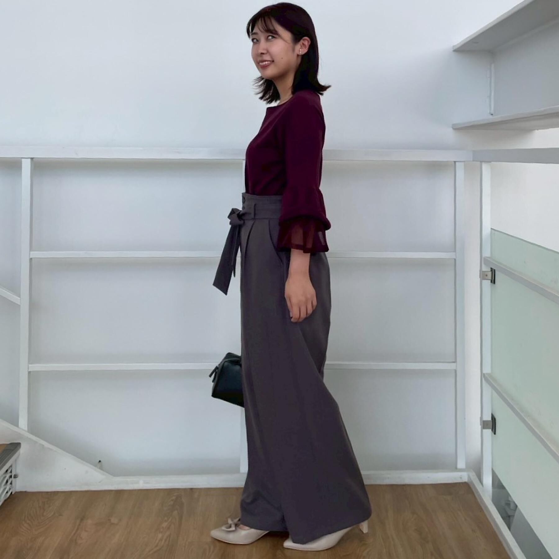 Couture broach「【フェミニン・着映え・通勤】シアーフレアー袖ニットトップス」|ニット・セーター|