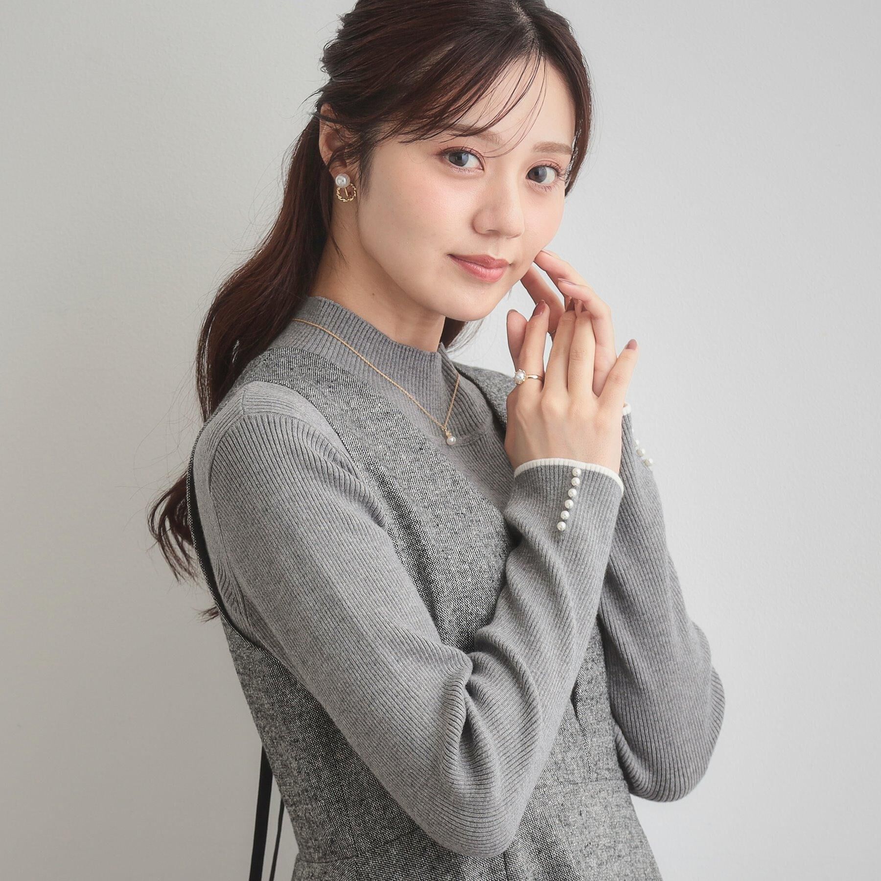 Couture broach「【多機能・フェミニン】パール調リブニット」|ニット・セーター|