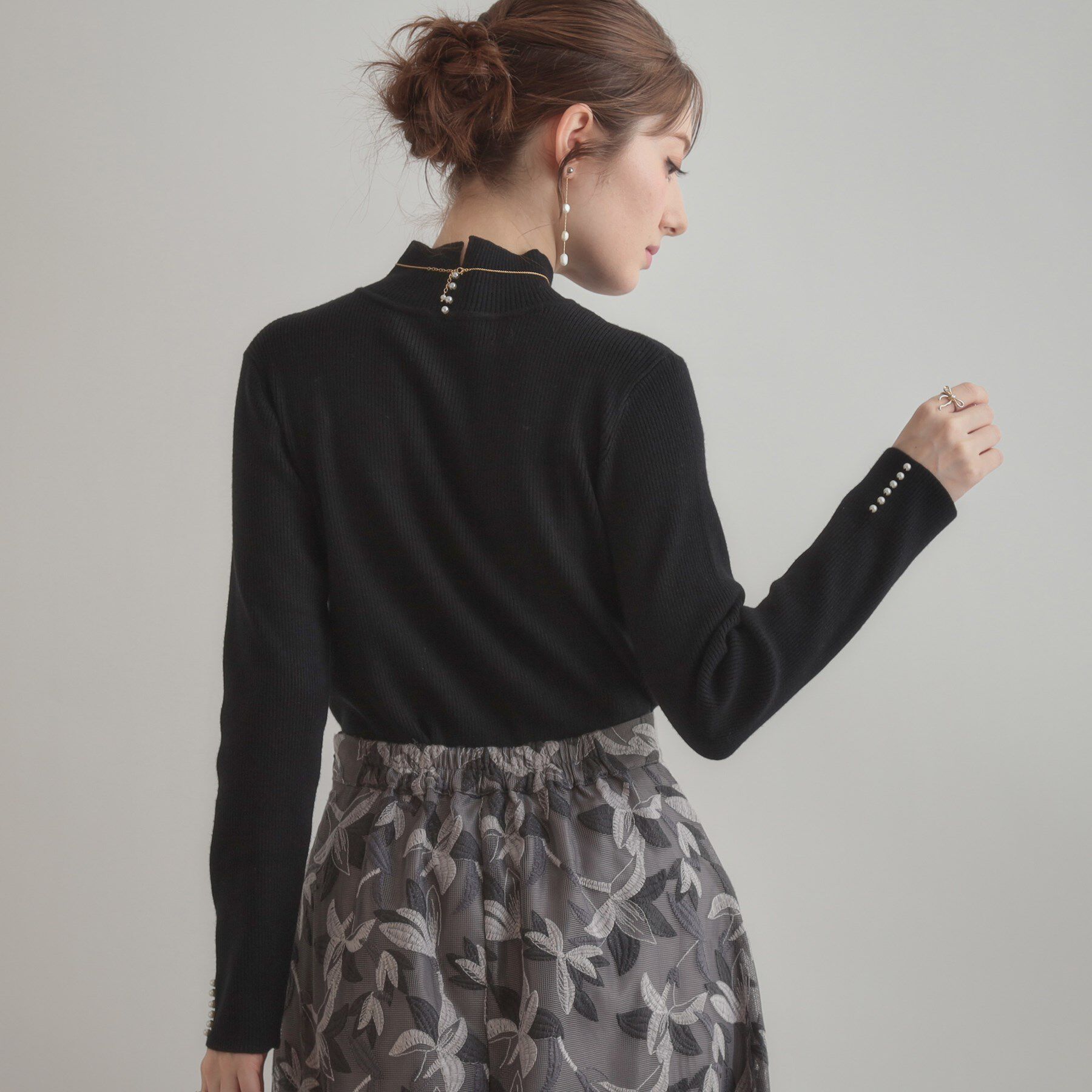 Couture broach「【多機能・フェミニン】パール調リブニット」|ニット・セーター|