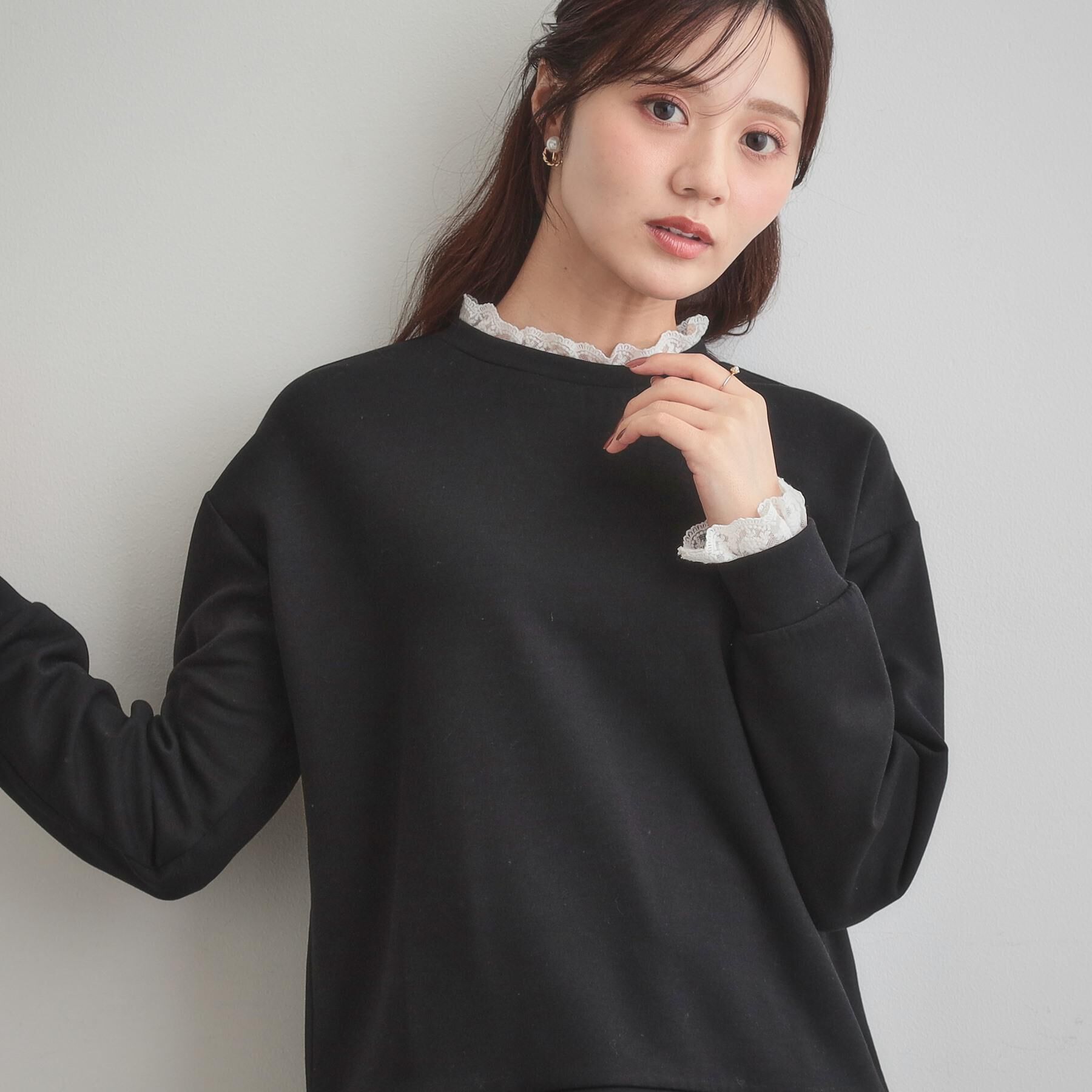 Couture broach「【大人可愛い・きれいめ】フリルデザインダンボールプルオーバー」|Tシャツ・カットソー|