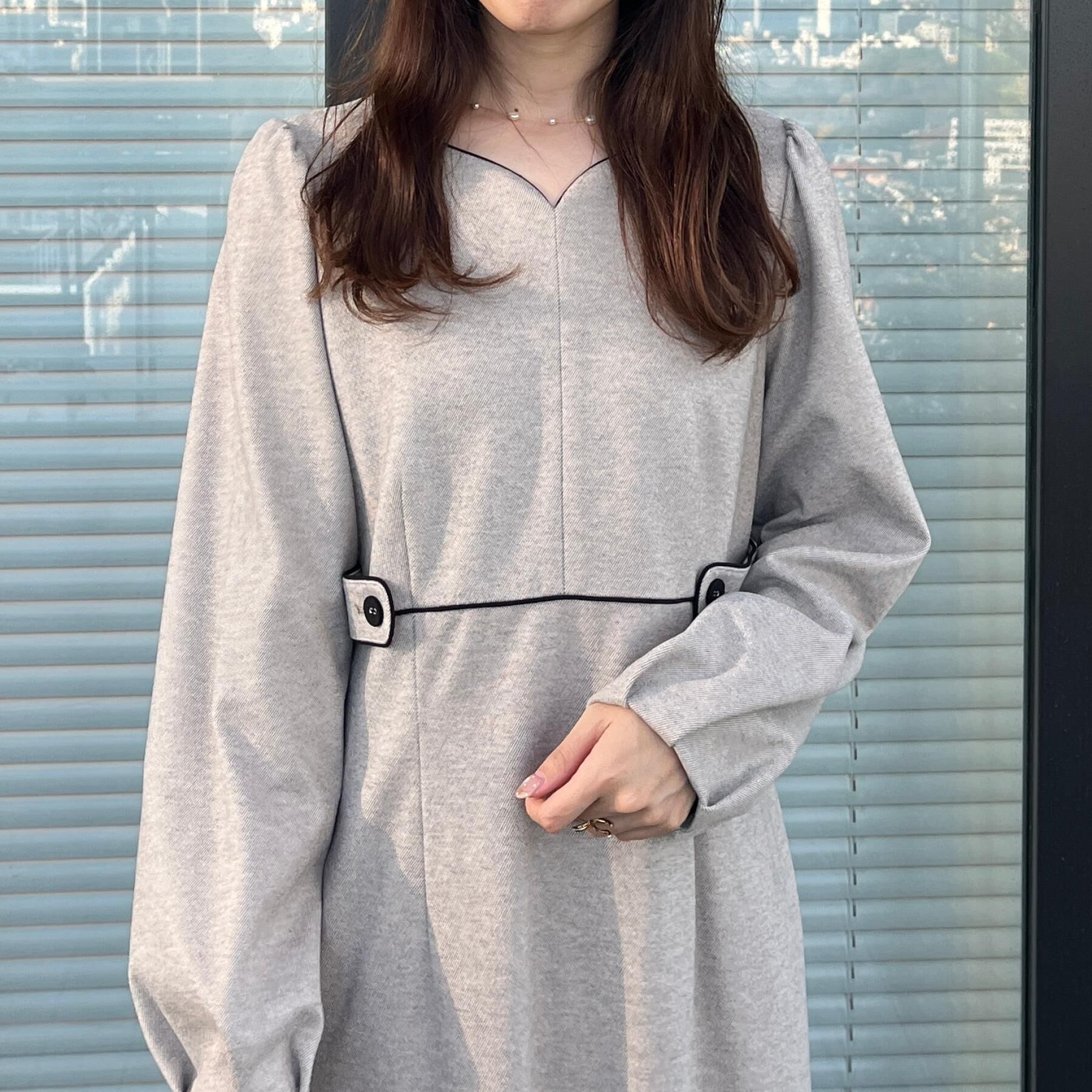 Couture broach「【通勤・起毛ポンチ】配色Aラインワンピース」|ワンピース|