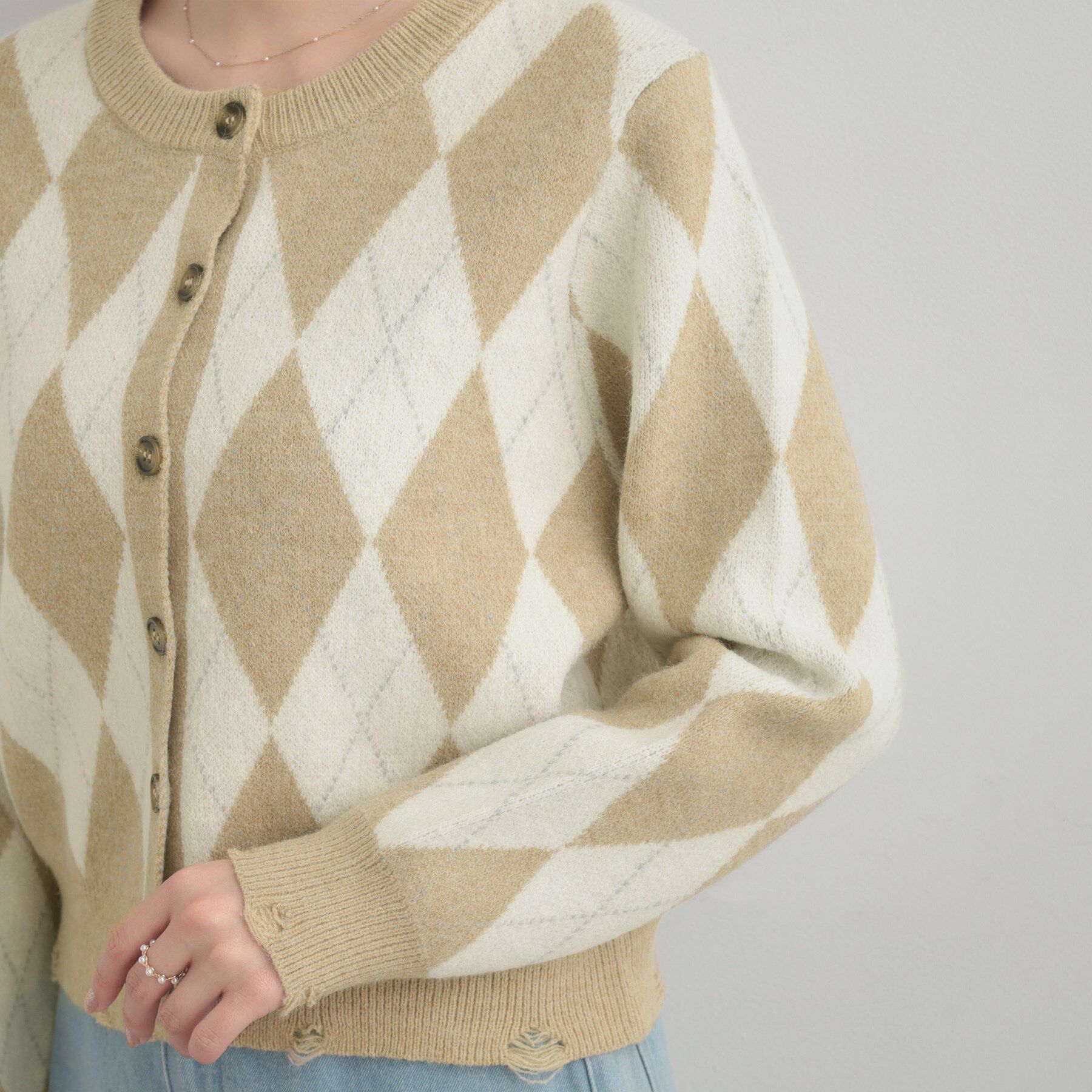 Couture broach「アーガイルニットカーディガン」|カーディガン|