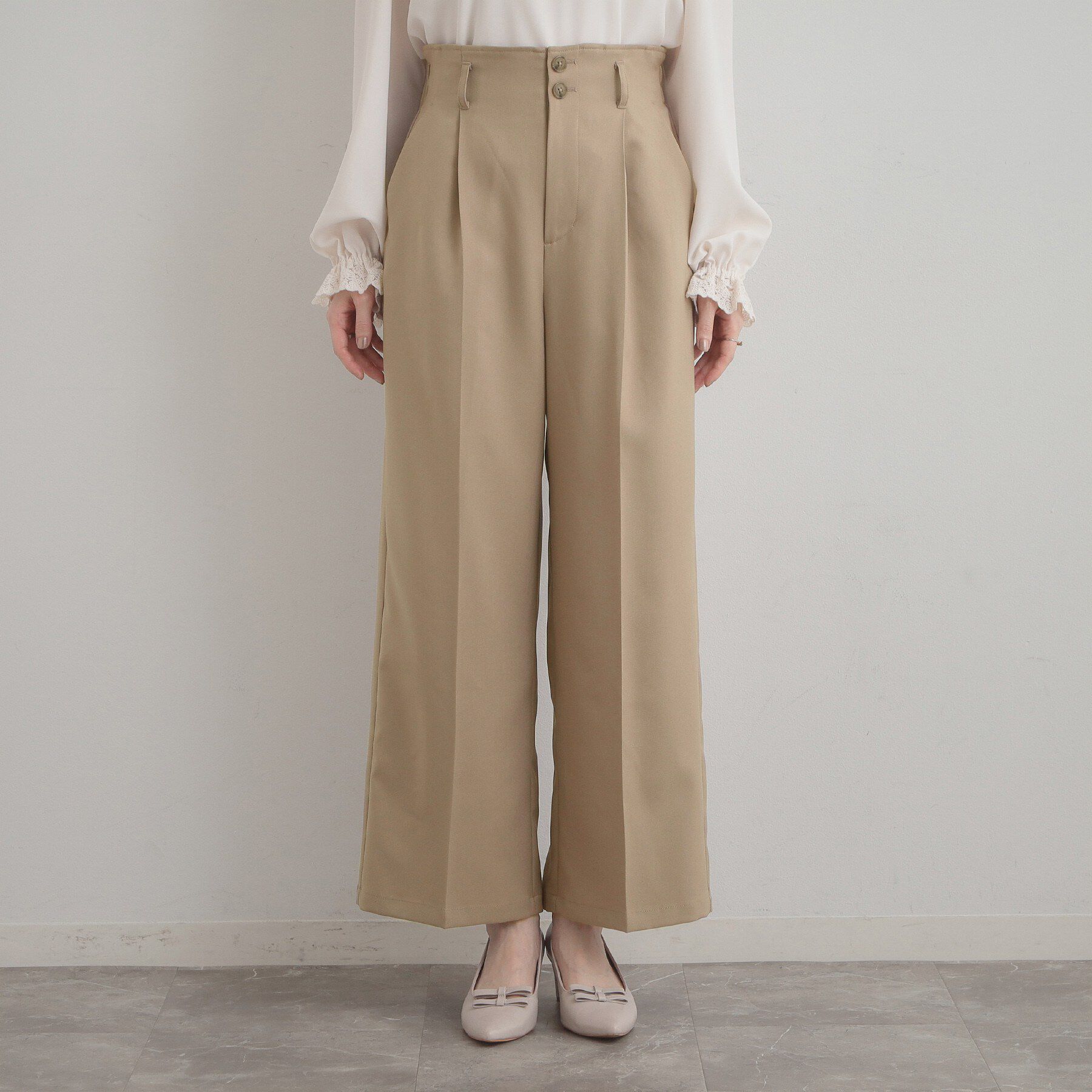 Couture broach「【洗える・通勤】ウエストリボン サスペンダー付きワイドパンツ」|その他|