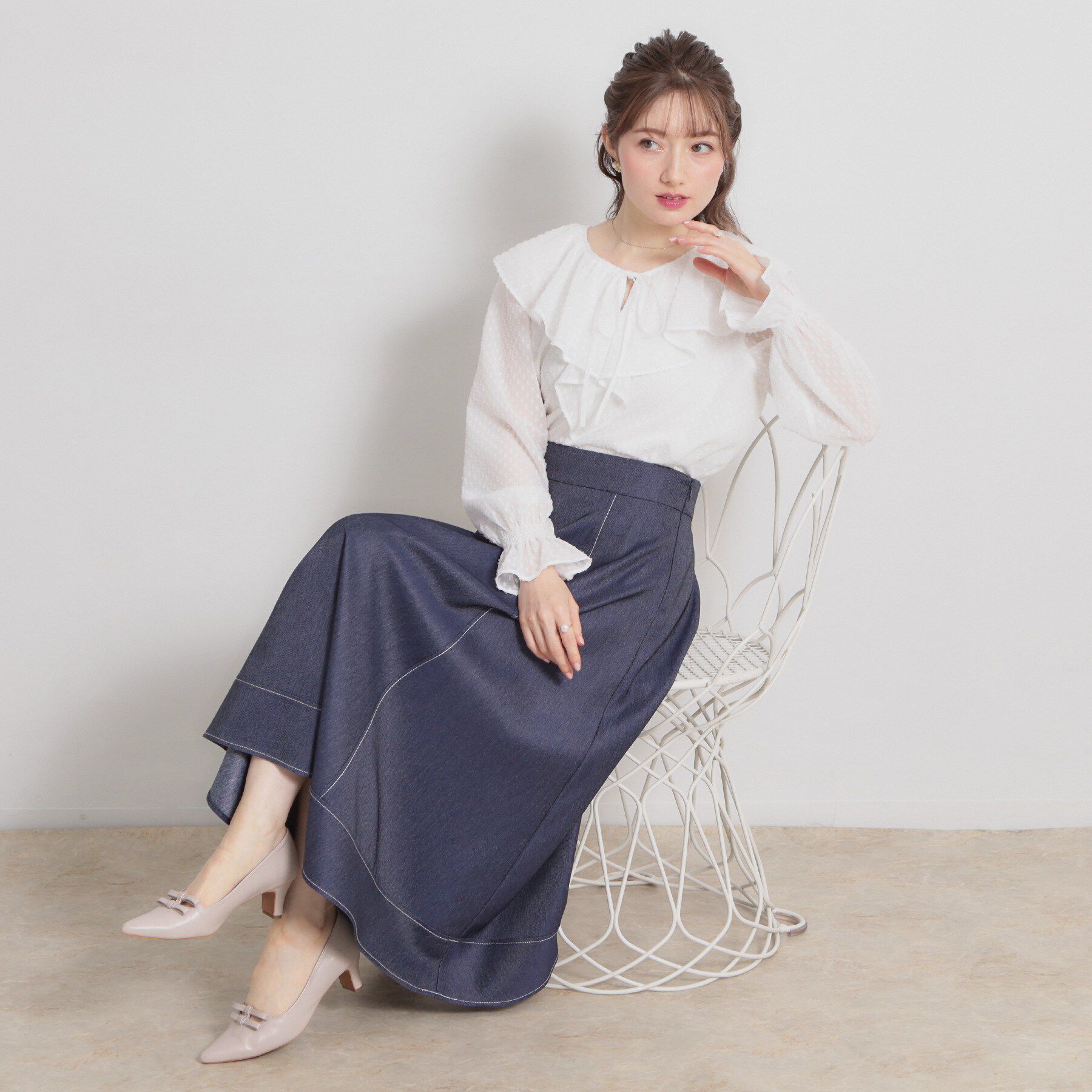 Couture broach「【着映え・洗える】ラメカットドビーフリルブラウス」|シャツ・ブラウス|