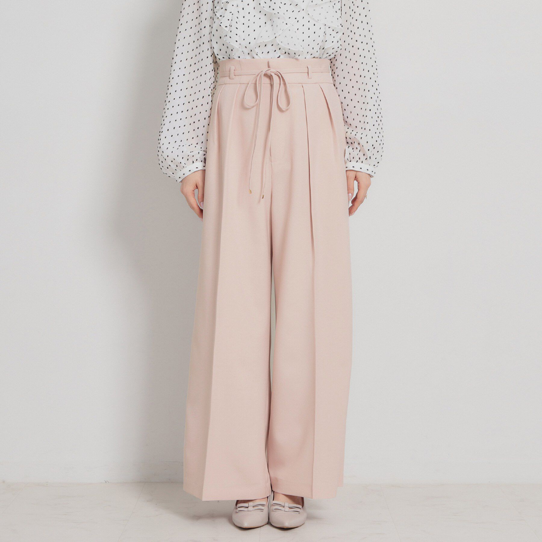 Couture broach「【洗える・S-LL】細リボンデザイン タックワイドパンツ」|その他|