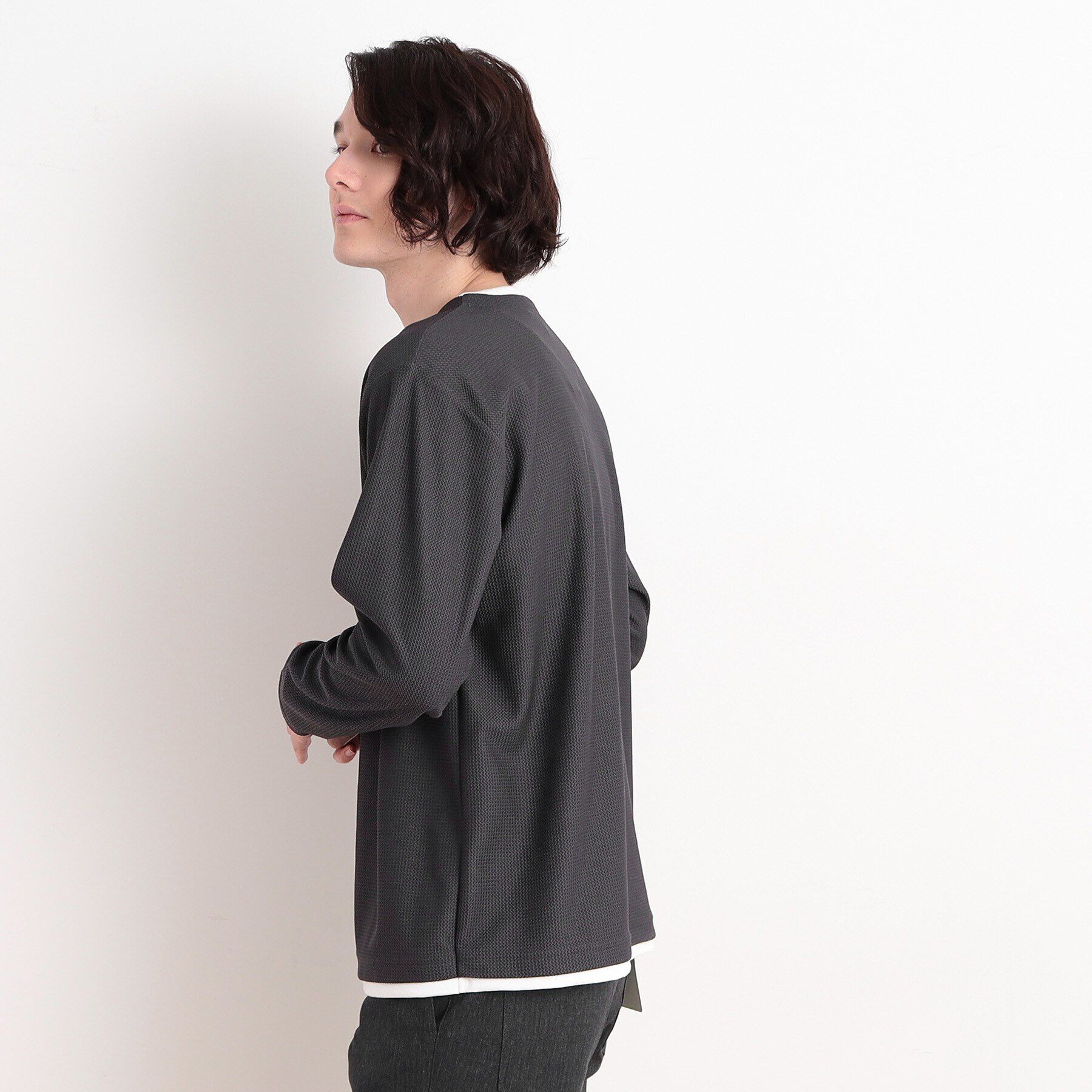 THE SHOP TK「バスケット編みキーネックTシャツ」|Tシャツ・カットソー|