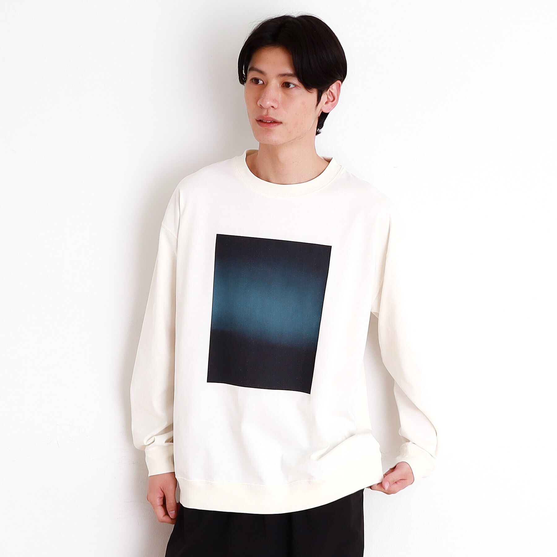 THE SHOP TK「プリントリブ長袖Tシャツ」|Tシャツ・カットソー|オフホワイト(003