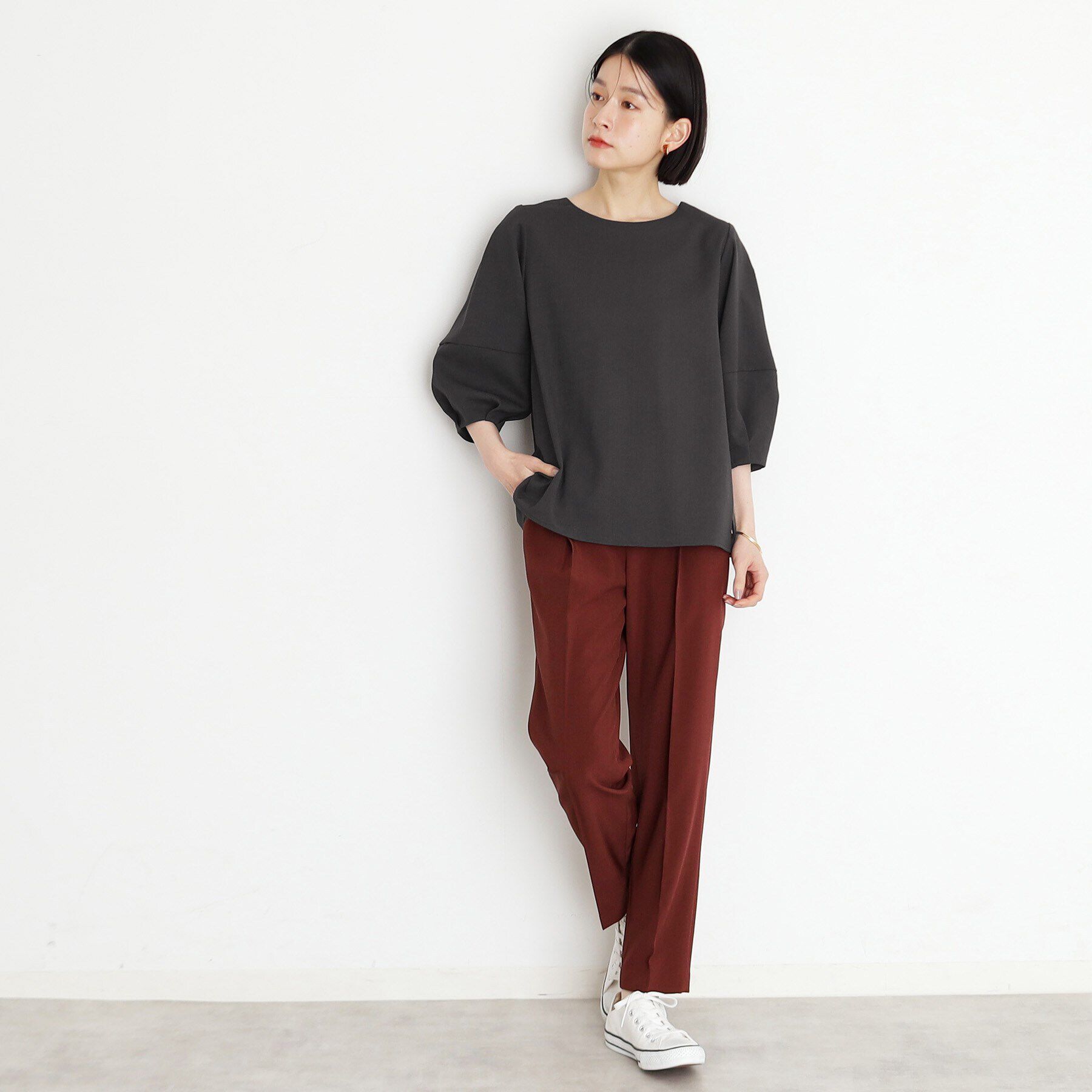 THE SHOP TK「麻調ランタン袖ブラウス【洗える】」|シャツ・ブラウス|