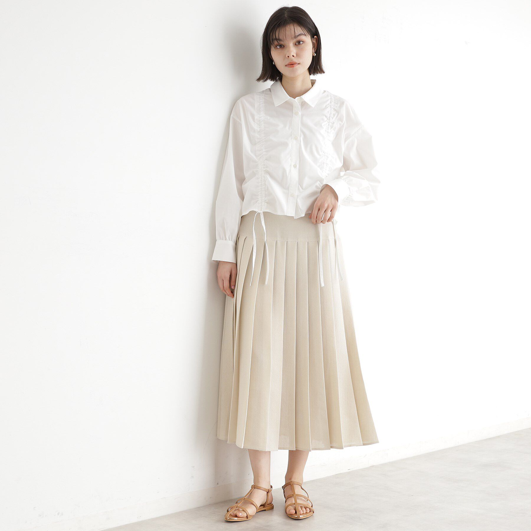 THE SHOP TK「リボンギャザーシャツ【洗濯機OK】」|シャツ・ブラウス|