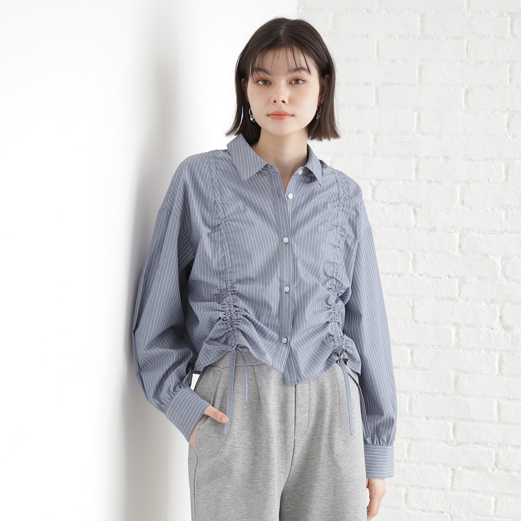 THE SHOP TK「リボンギャザーシャツ【洗濯機OK】」|シャツ・ブラウス|