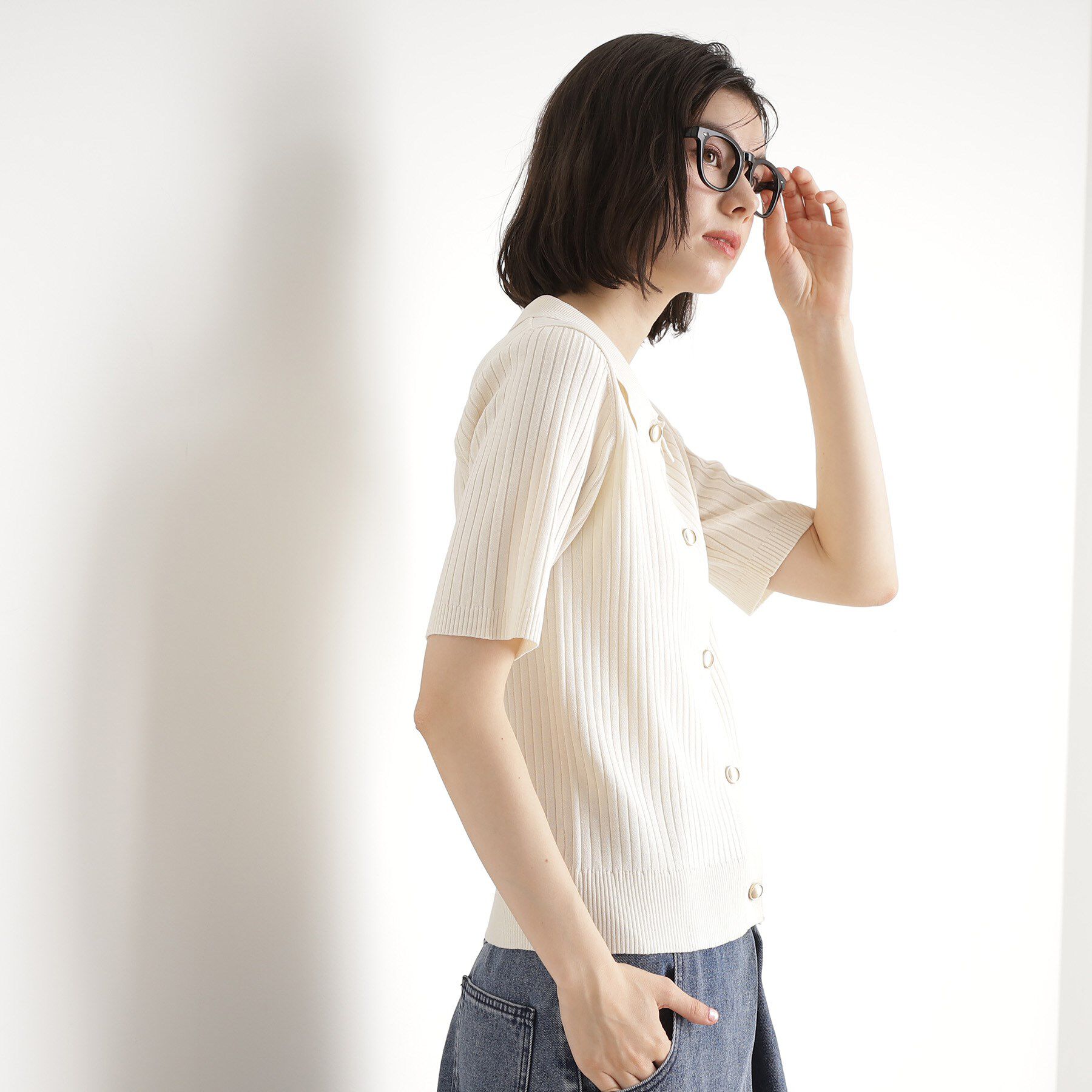 THE SHOP TK「リブニットポロシャツ【洗濯機OK】」|ニット・セーター|