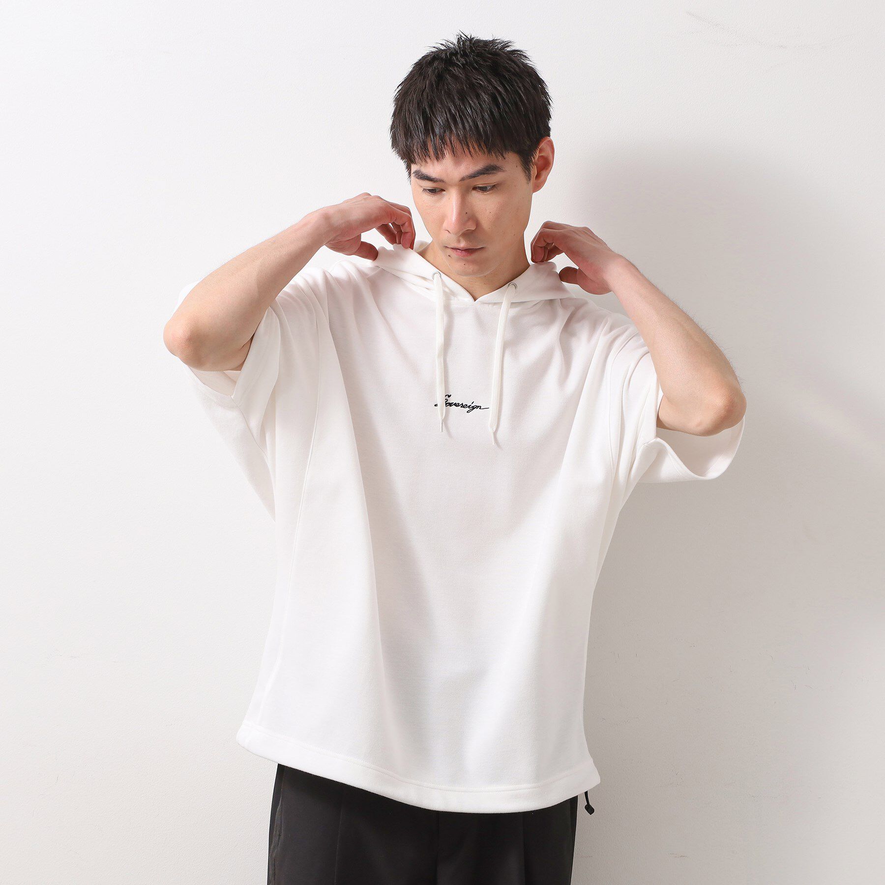 THE SHOP TK「ポンチ半袖パーカー　【洗濯機OK】」|パーカー|