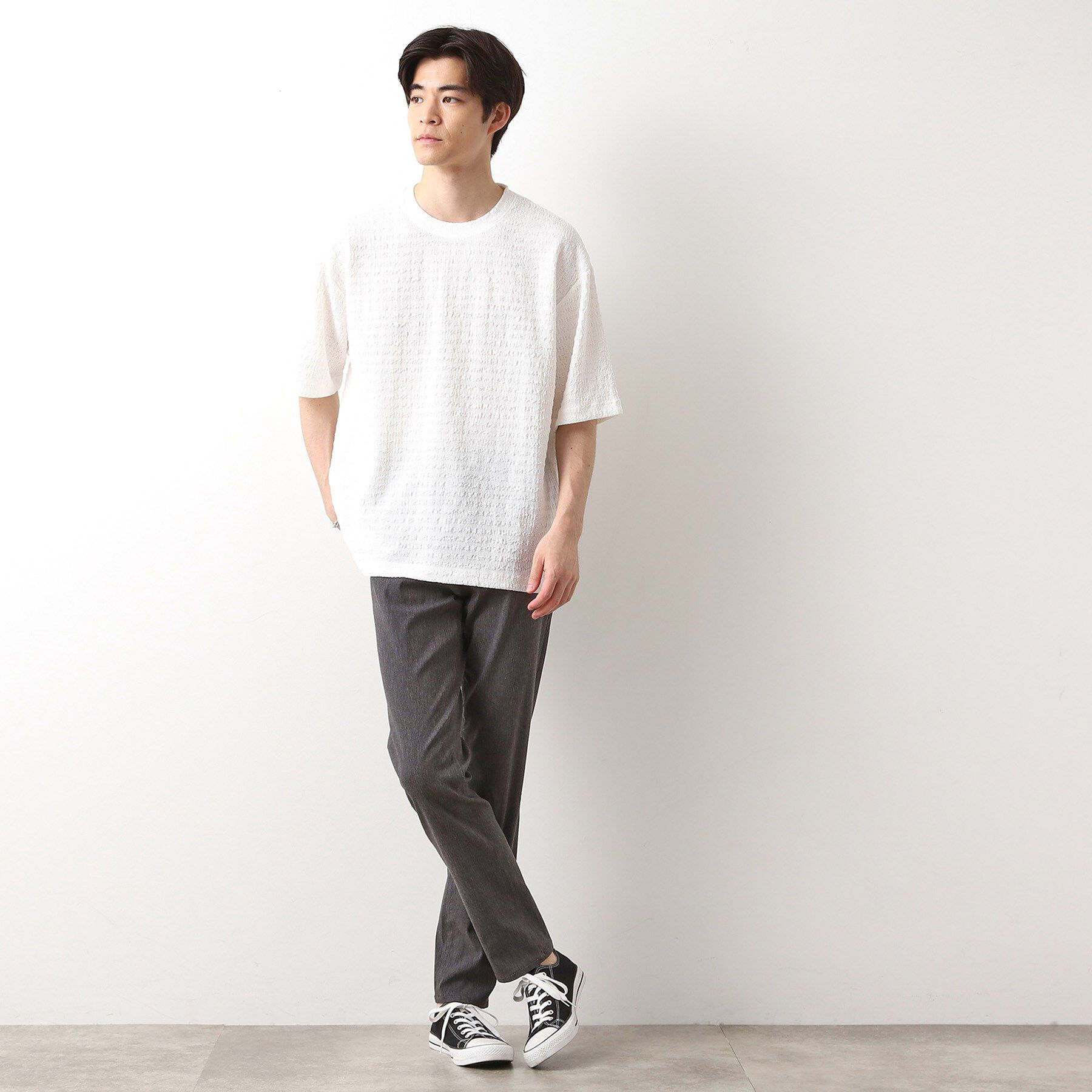 THE SHOP TK「楊柳ボーダー半袖Tシャツ【洗濯機OK】」|Tシャツ・カットソー|