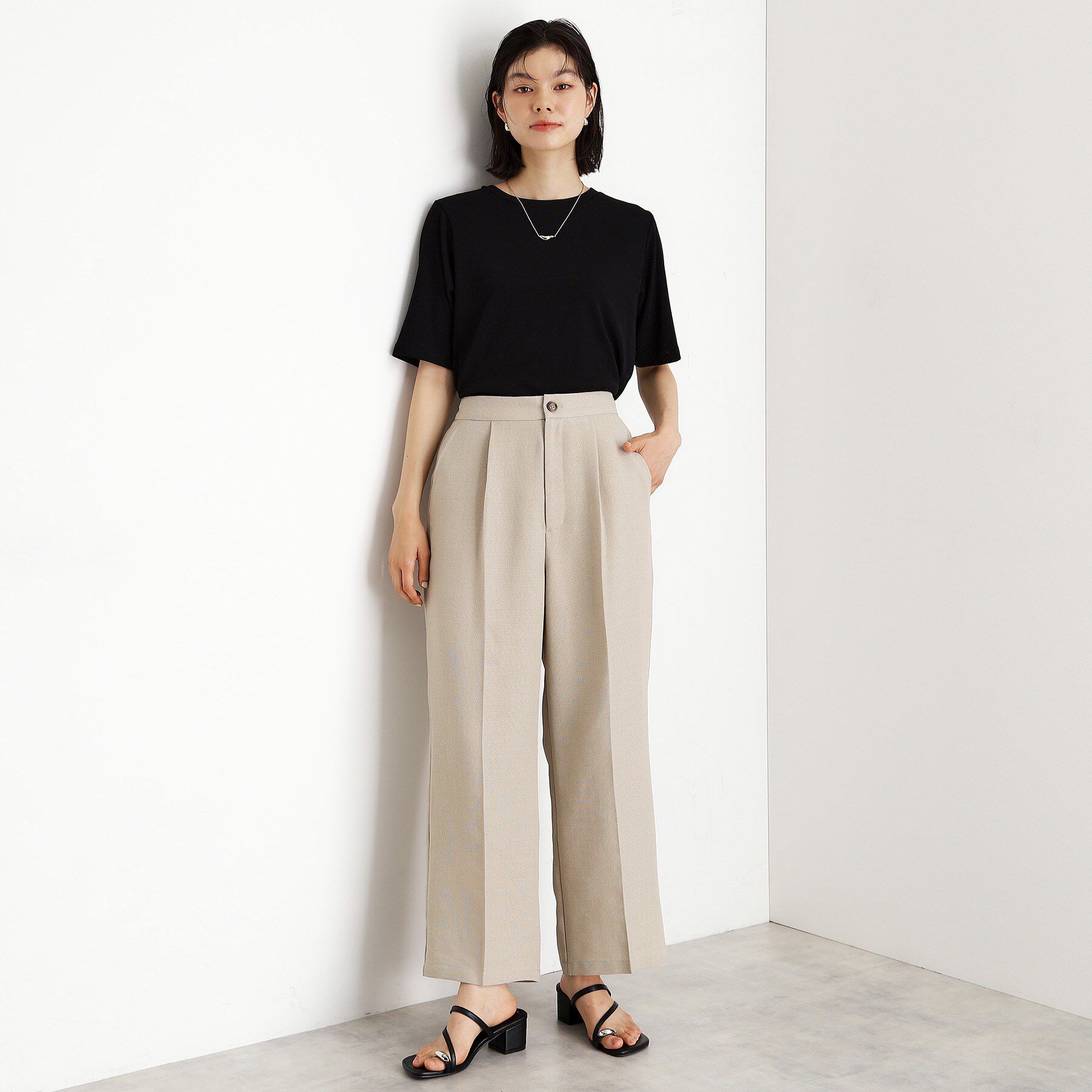 THE SHOP TK「5分袖シアーTシャツ【二の腕カバー/洗濯機OK】」|Tシャツ・カットソー|