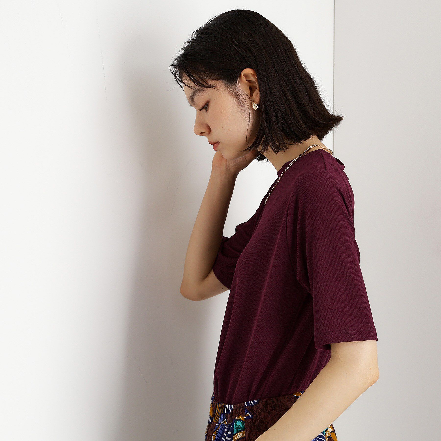 THE SHOP TK「5分袖シアーTシャツ【二の腕カバー/洗濯機OK】」|Tシャツ・カットソー|