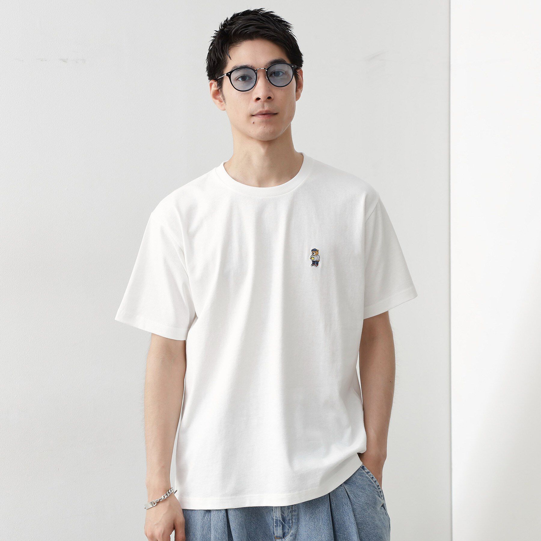 THE SHOP TK「ワンポイントベアーロゴ半袖Tシャツ【洗濯機OK】」|Tシャツ・カットソー|