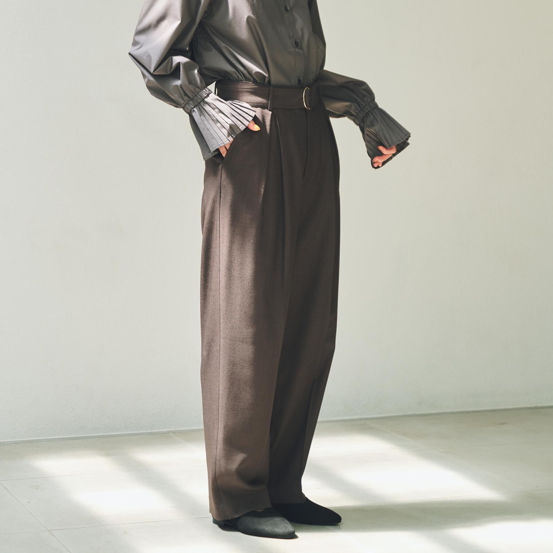 THE SHOP TK「ベルト付バレルパンツ【セットアップ可】/CAVIANシリーズ」|その他|ブラウン(044)