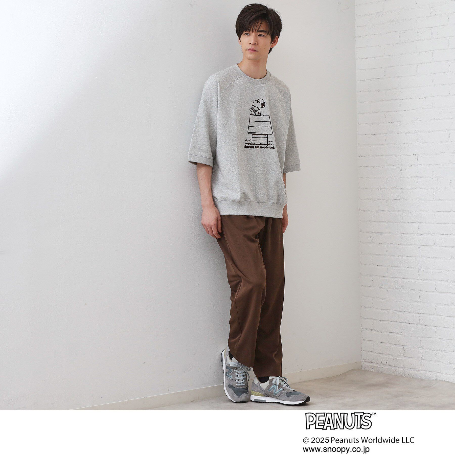 THE SHOP TK「Peanuts スヌーピー 6分袖裏毛スウェット」|Tシャツ・カットソー|