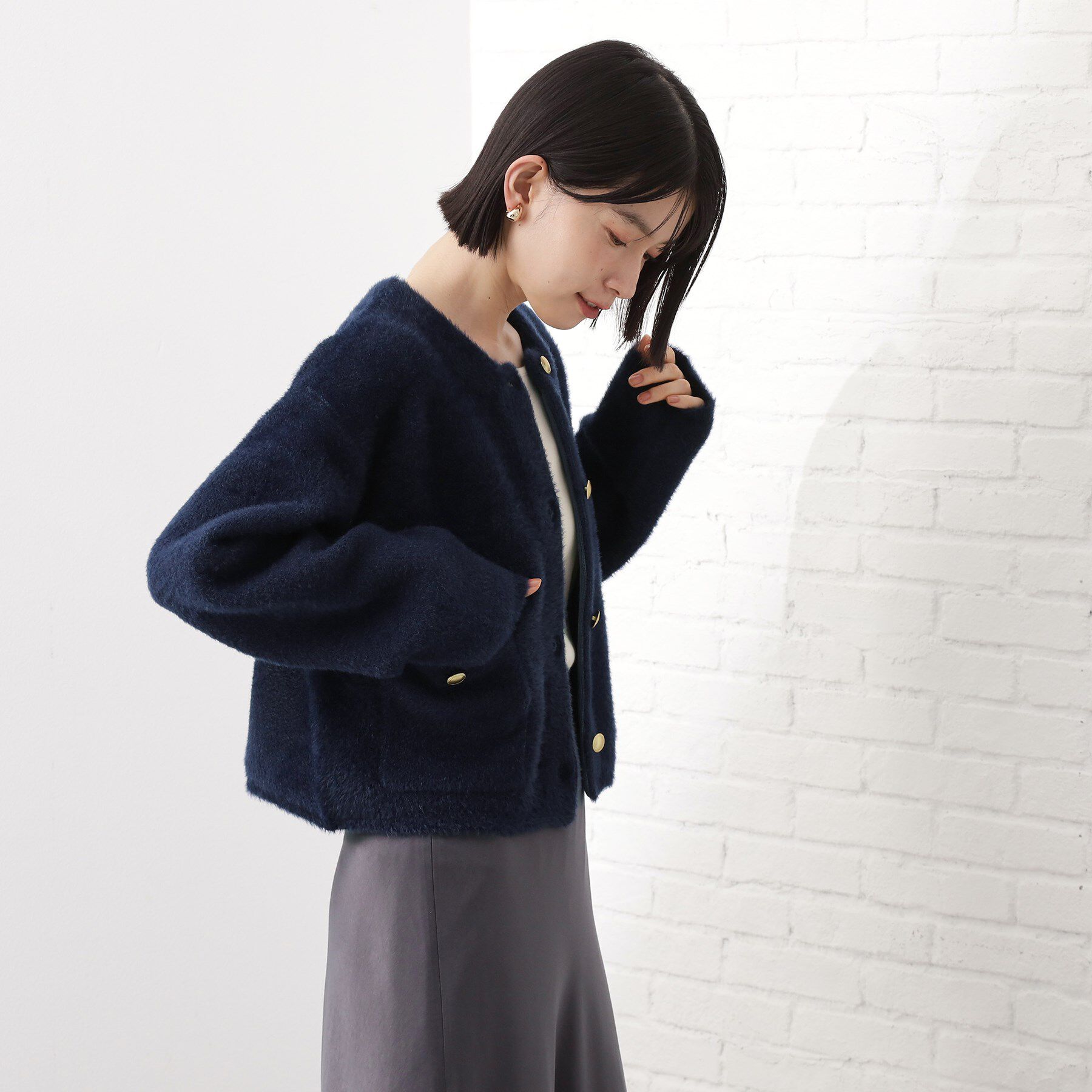 THE SHOP TK「【即戦力】ベロアフェザーカーディガン」|カーディガン|